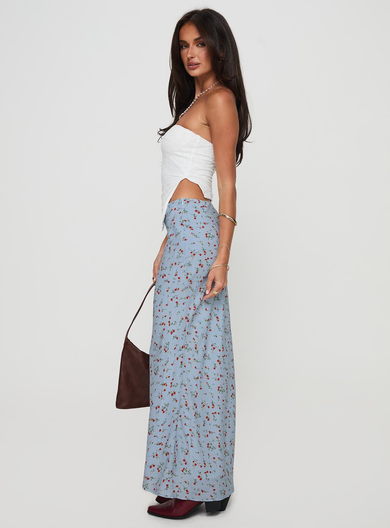 Rotelle Maxi Skirt Blue Floral Authentic