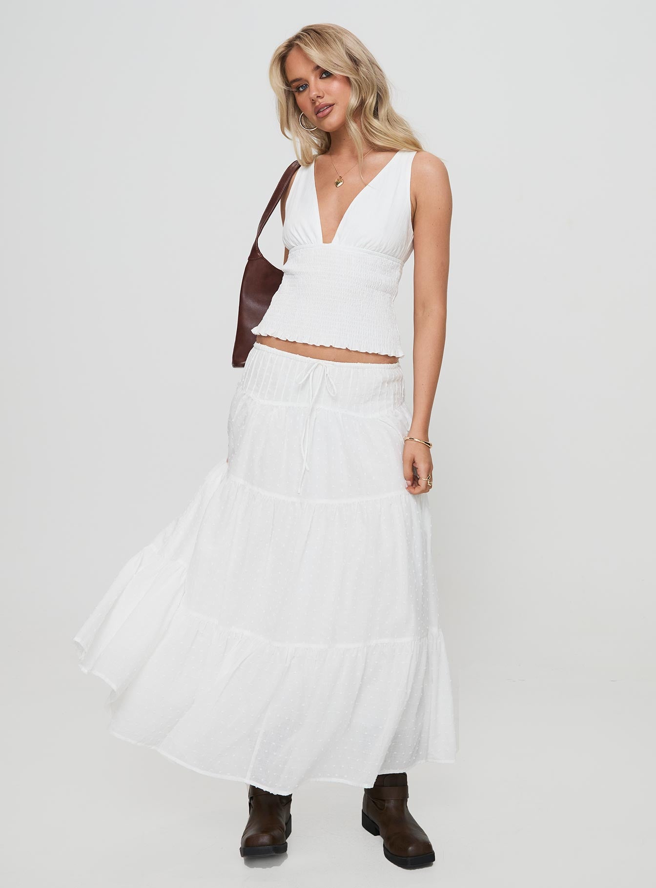 Cherry On Top Maxi Skirt White Limited Edition Sale Online