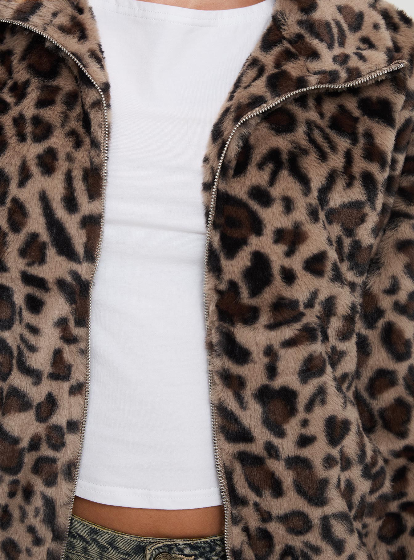 Caine Faux Fur Jacket Leopard Discounts Sale Online