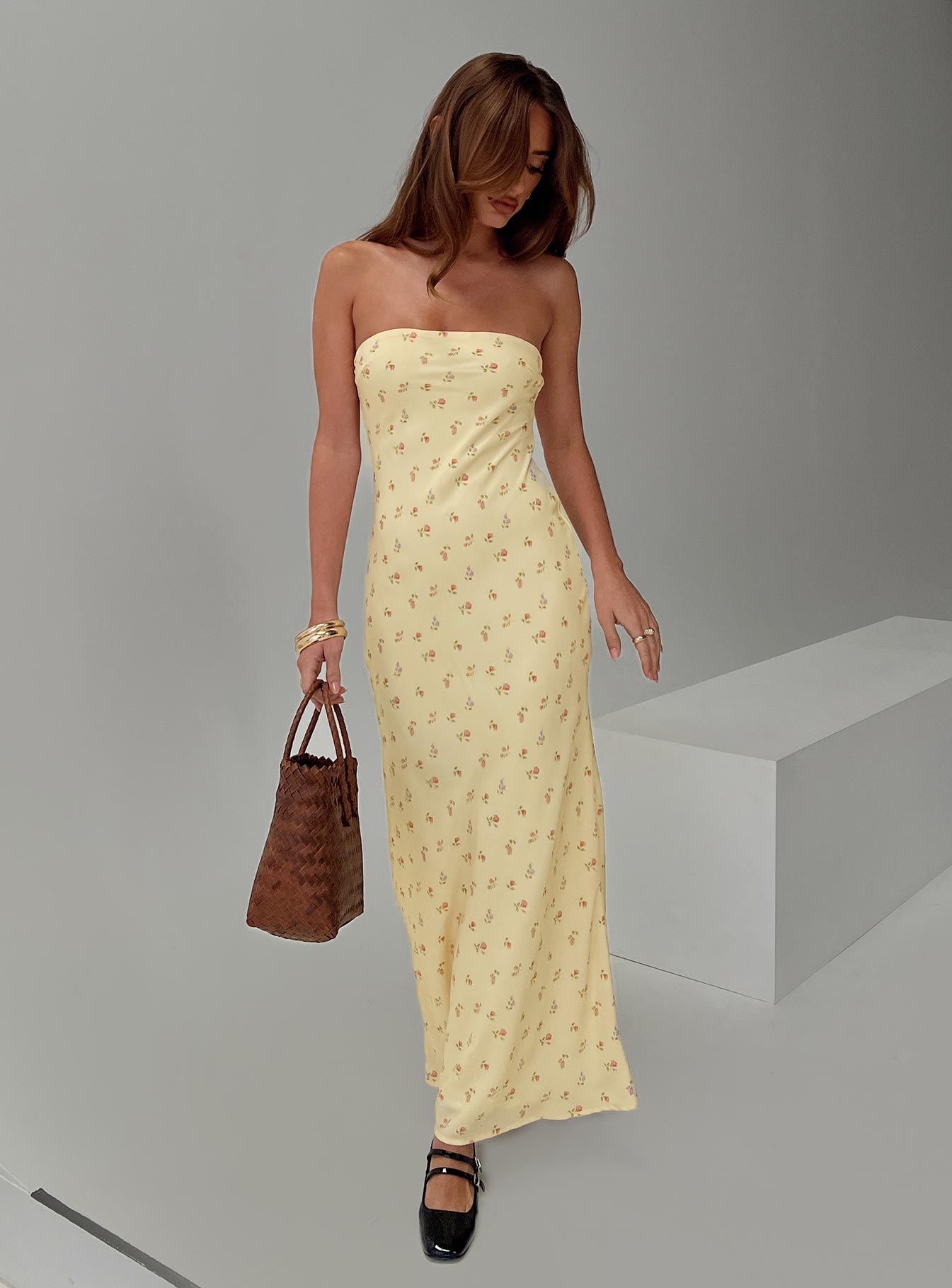 Brydie Strapless Maxi Dress Yellow Floral Cheap Sale Outlet Locations