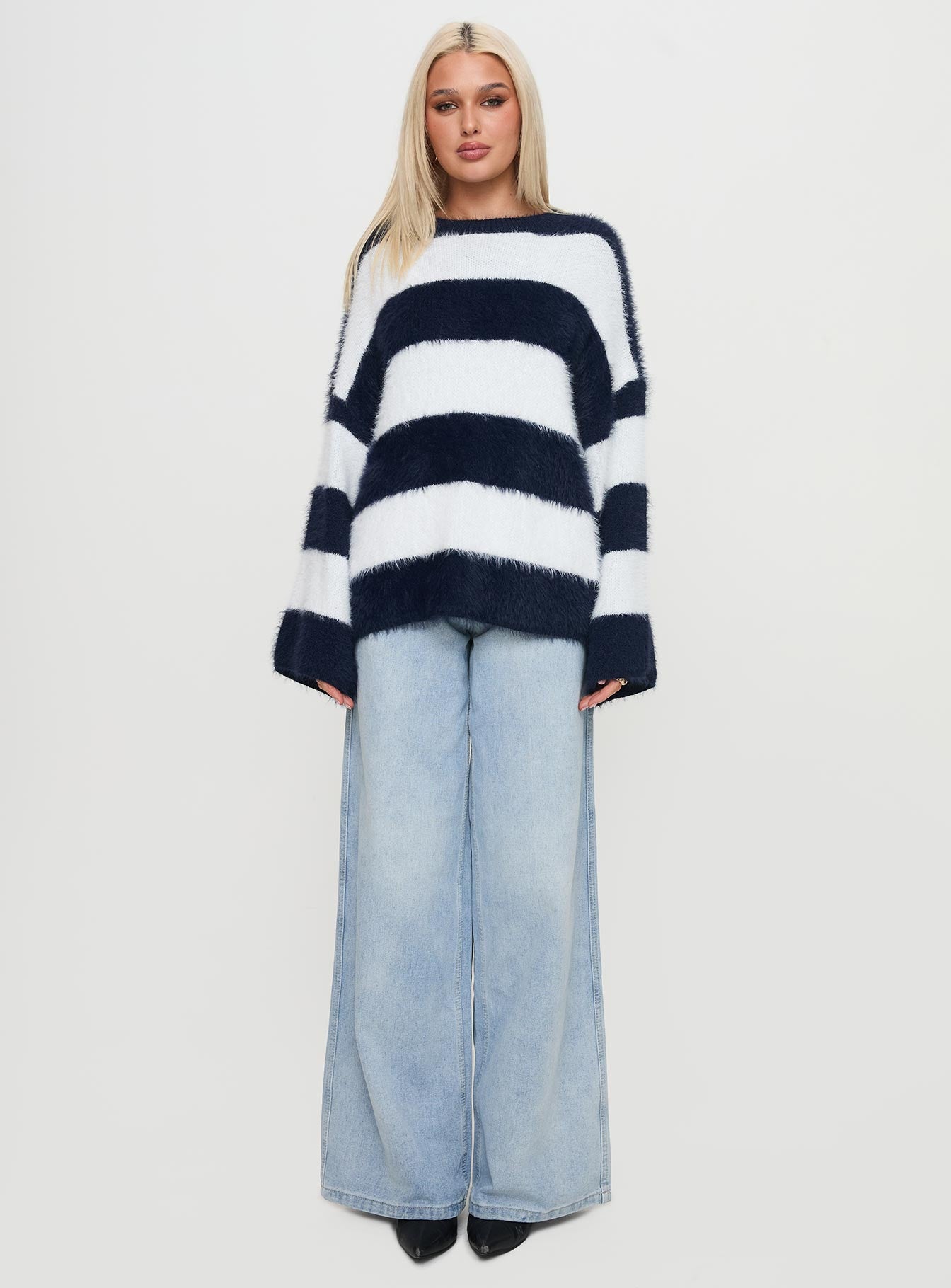 Nerina Knit Sweater Blue / White Stripe Sale Footlocker