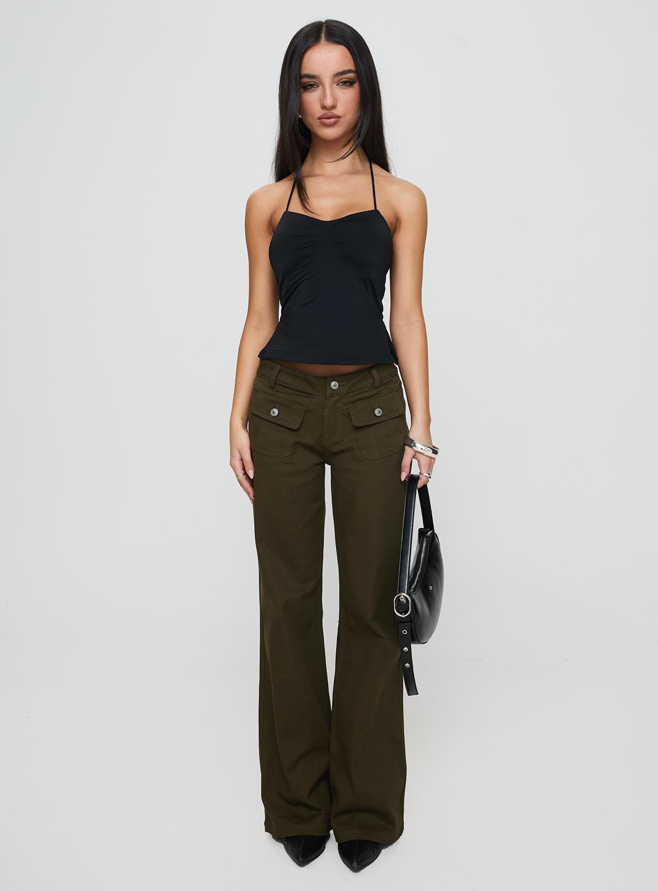 Benicale Low Rise Cargo Pants Olive For Nice