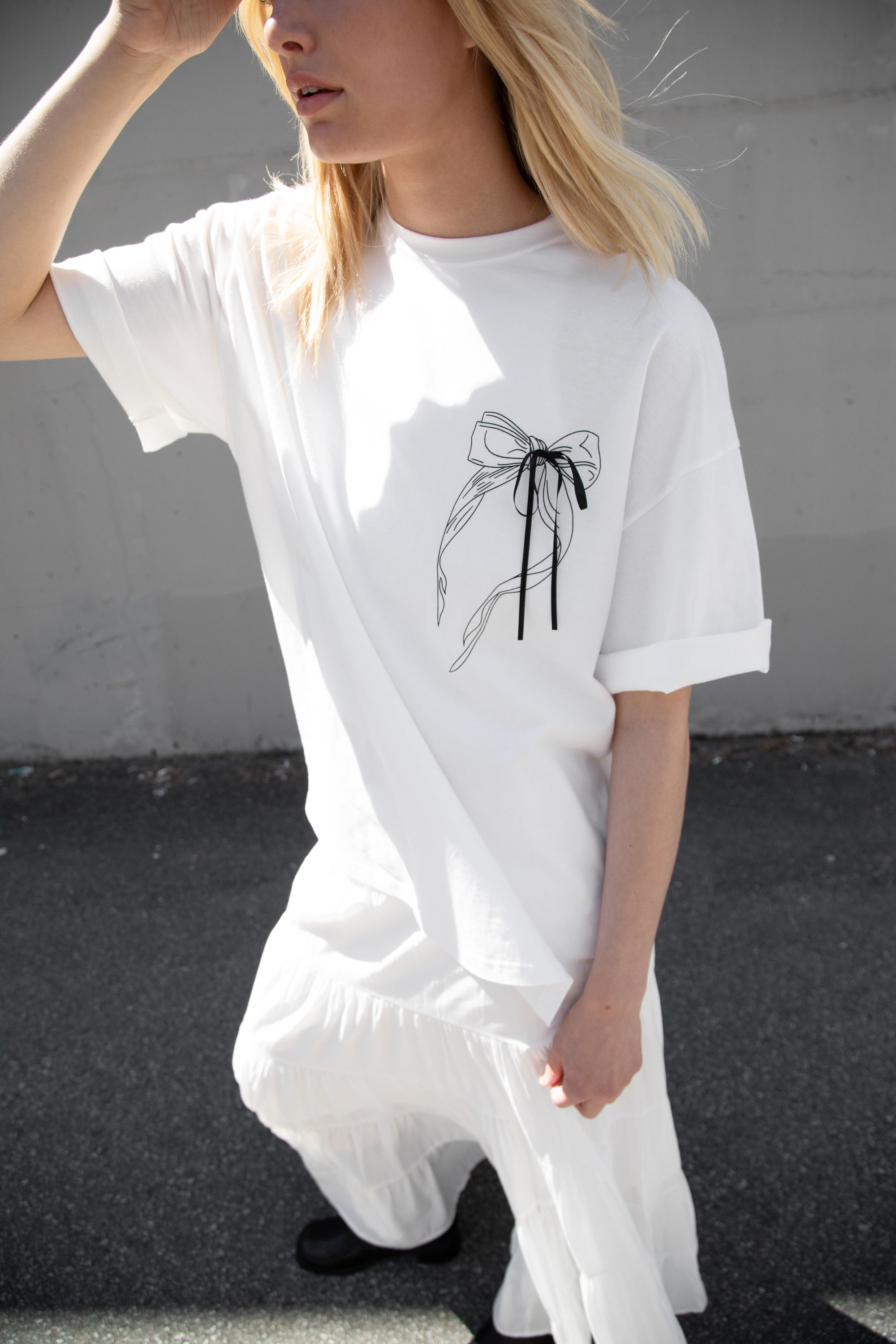 OVERSIZED T-SHIRT WITH BOW GRAPHIC Sale 2025 Newest