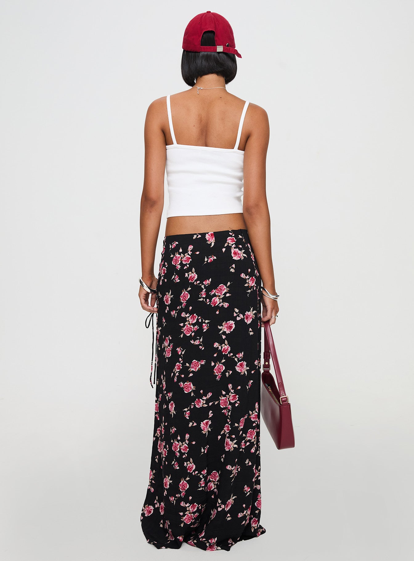 Rhomana Maxi Skirt Black Floral Free Shipping Looking For