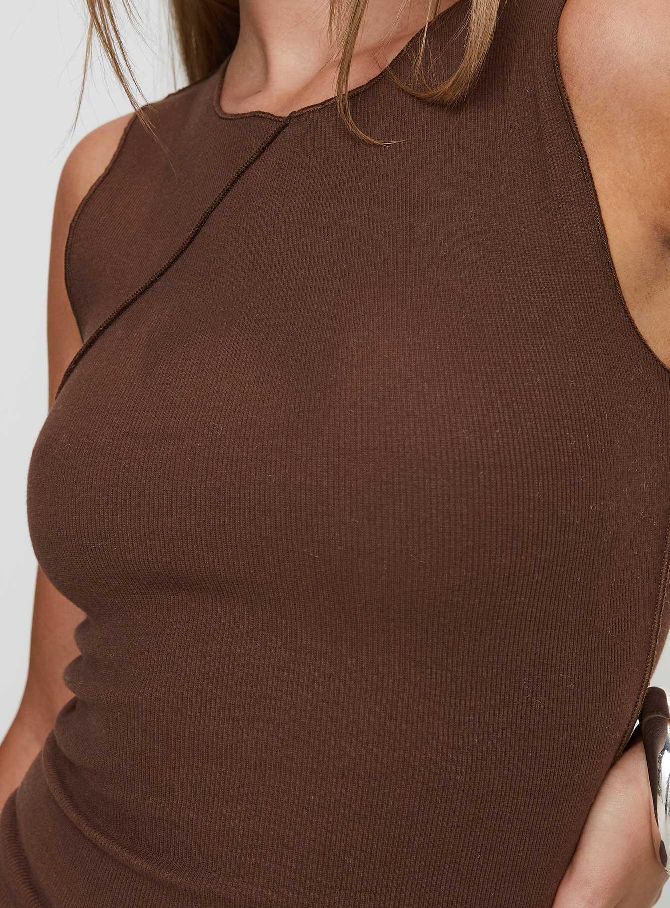 Morganah Aysmmetrical Top Brown Cheap Sale Discounts