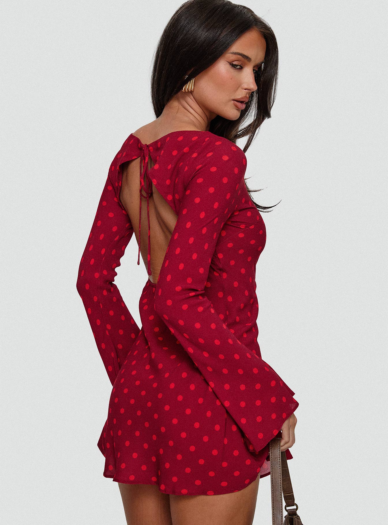 Good Graces Long Sleeve Mini Dress Red Dot Tumblr Cheap Online