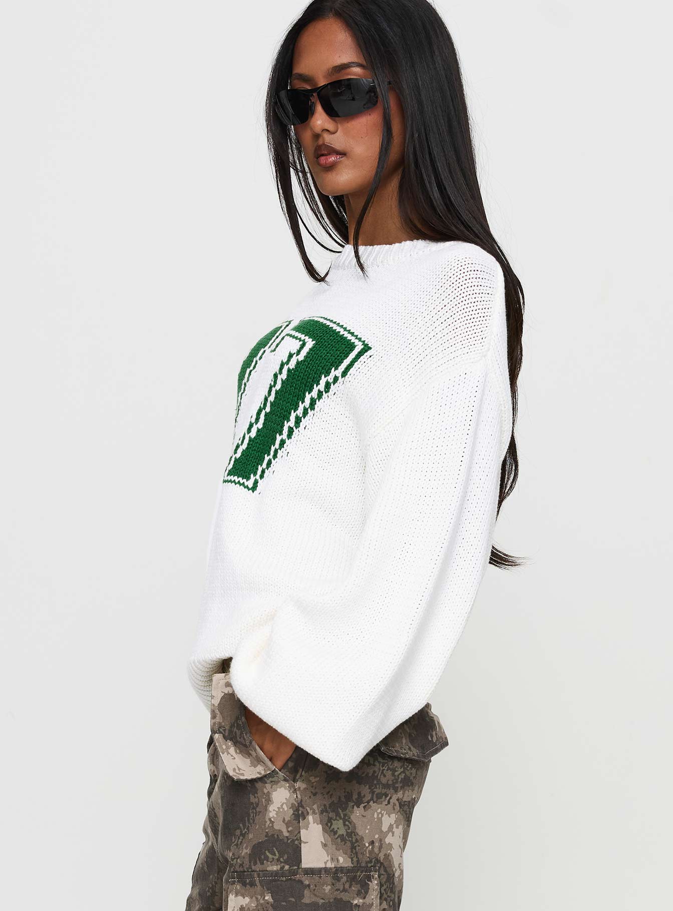 Summer 77 Knit Sweater White / Green Footlocker Finishline Sale Online