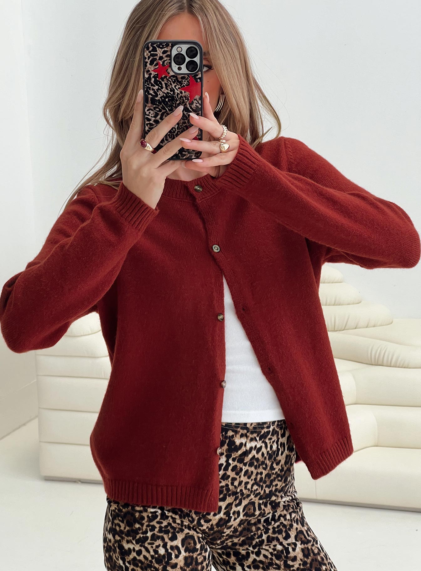 Arica Button Up Knit Cardigan Red Free Shipping Purchase