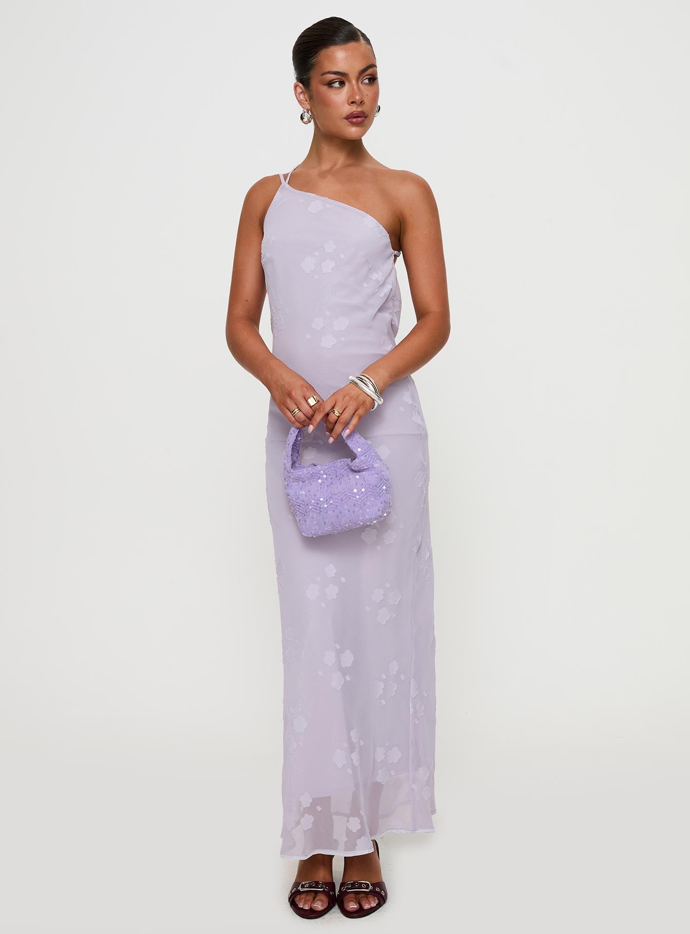 Jazmira One Shoulder Maxi Dress Lilac Fashion Style For Sale