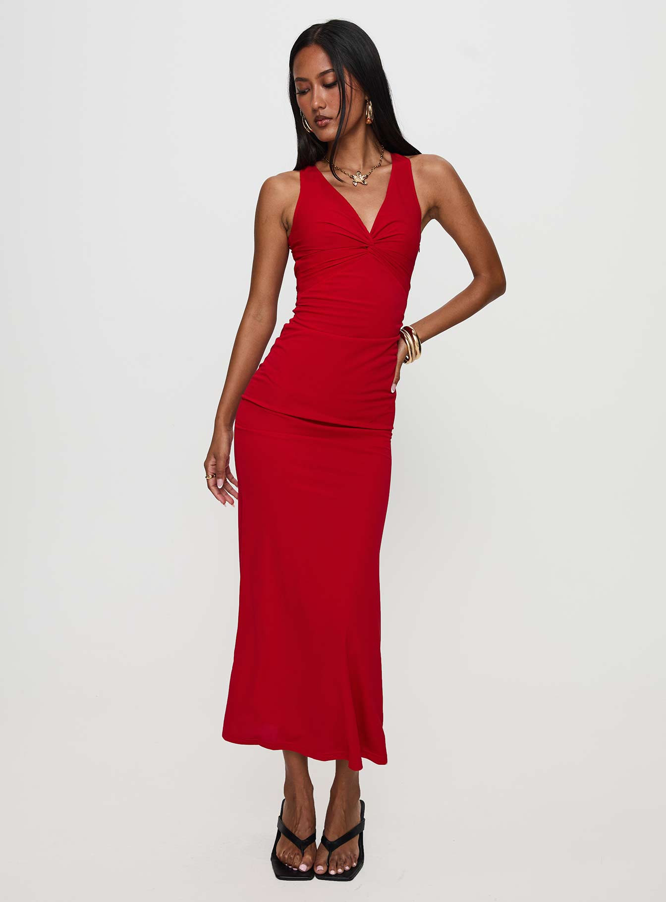 Mesmerise Halter Maxi Dress Red Perfect Cheap Pice