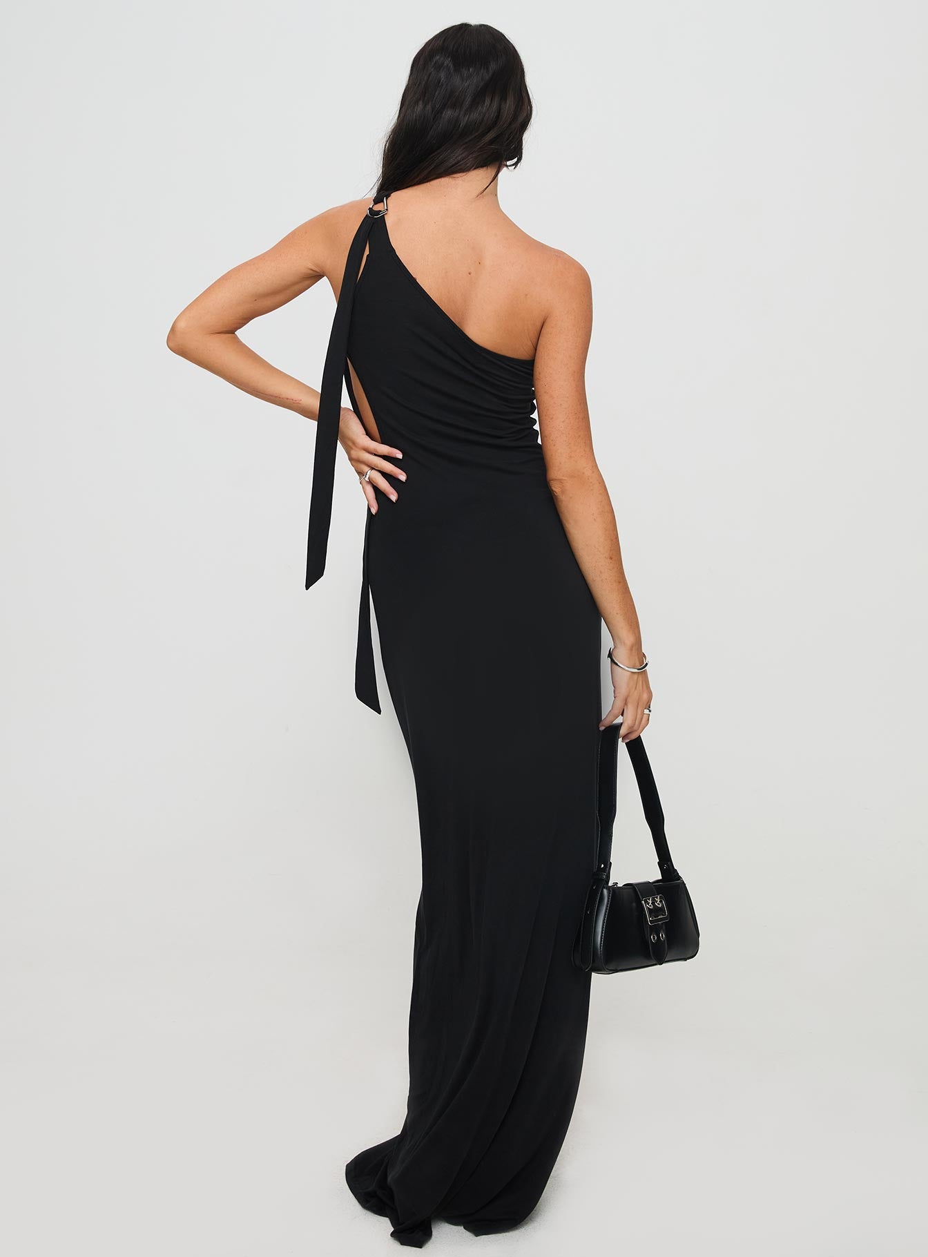 Trail Blazer Asymmetrical Maxi Dress Black Cheap Sale Collections