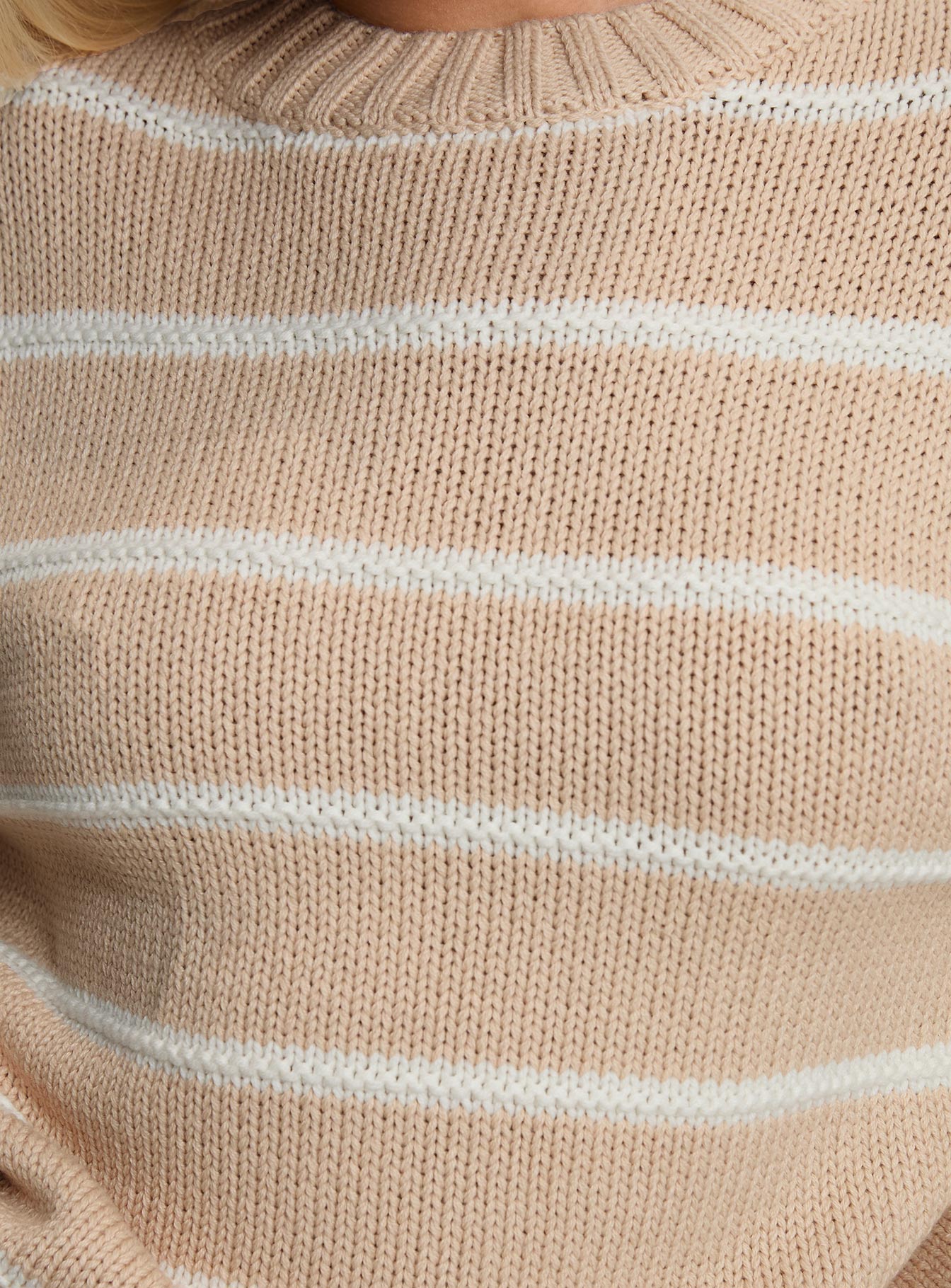 Read Your Mind Knit Sweater Cream Stripe Extremely For Sale