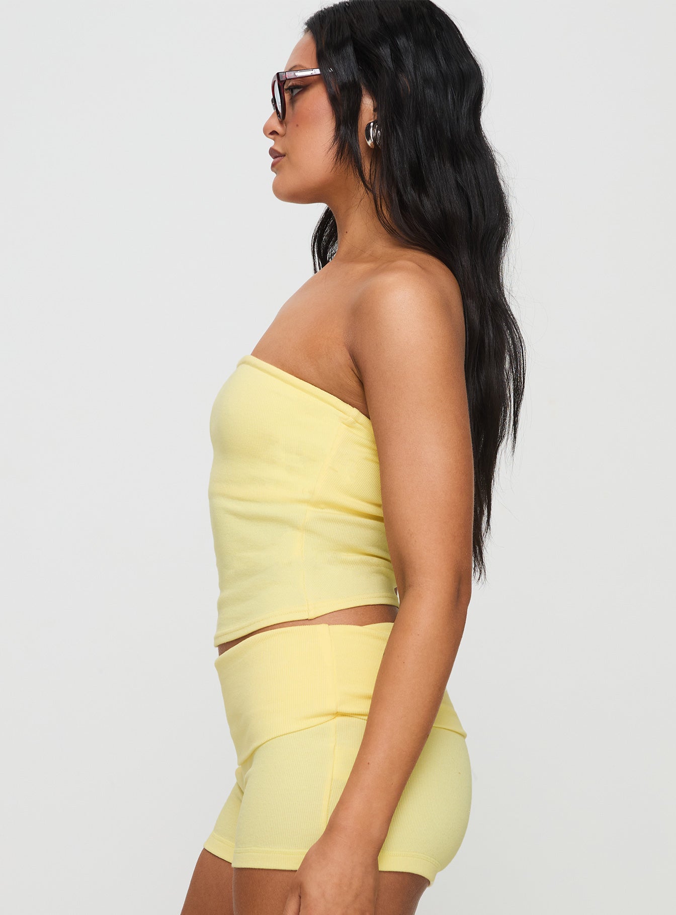 Baseline Strapless Rib Top Yellow Top Quality Online