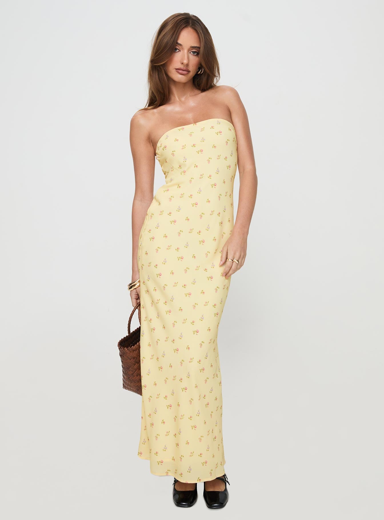 Brydie Strapless Maxi Dress Yellow Floral Cheap Sale Outlet Locations