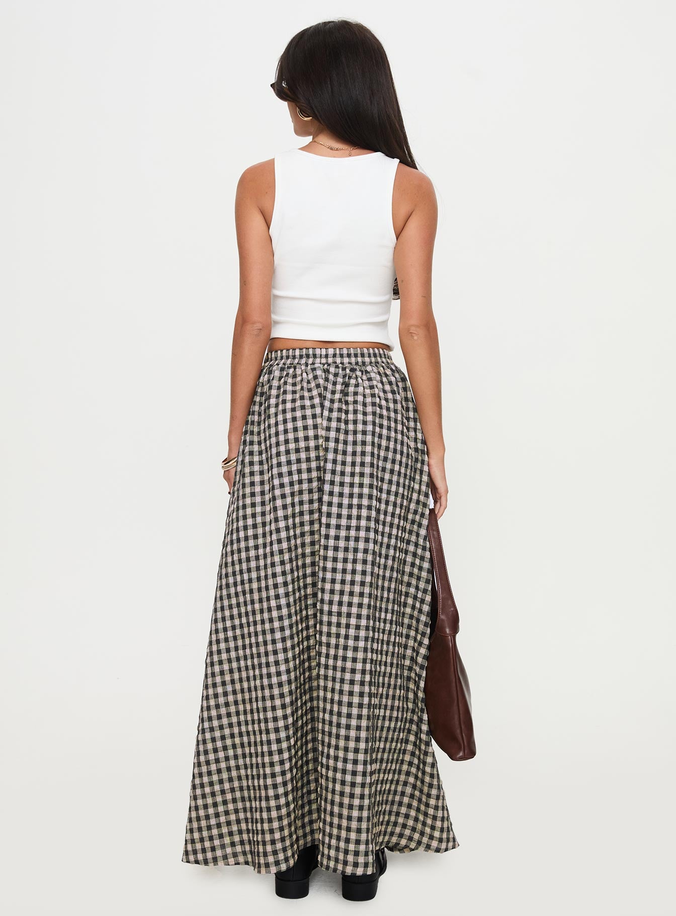 Cartmel Check Maxi Skirt Black / Cream From China