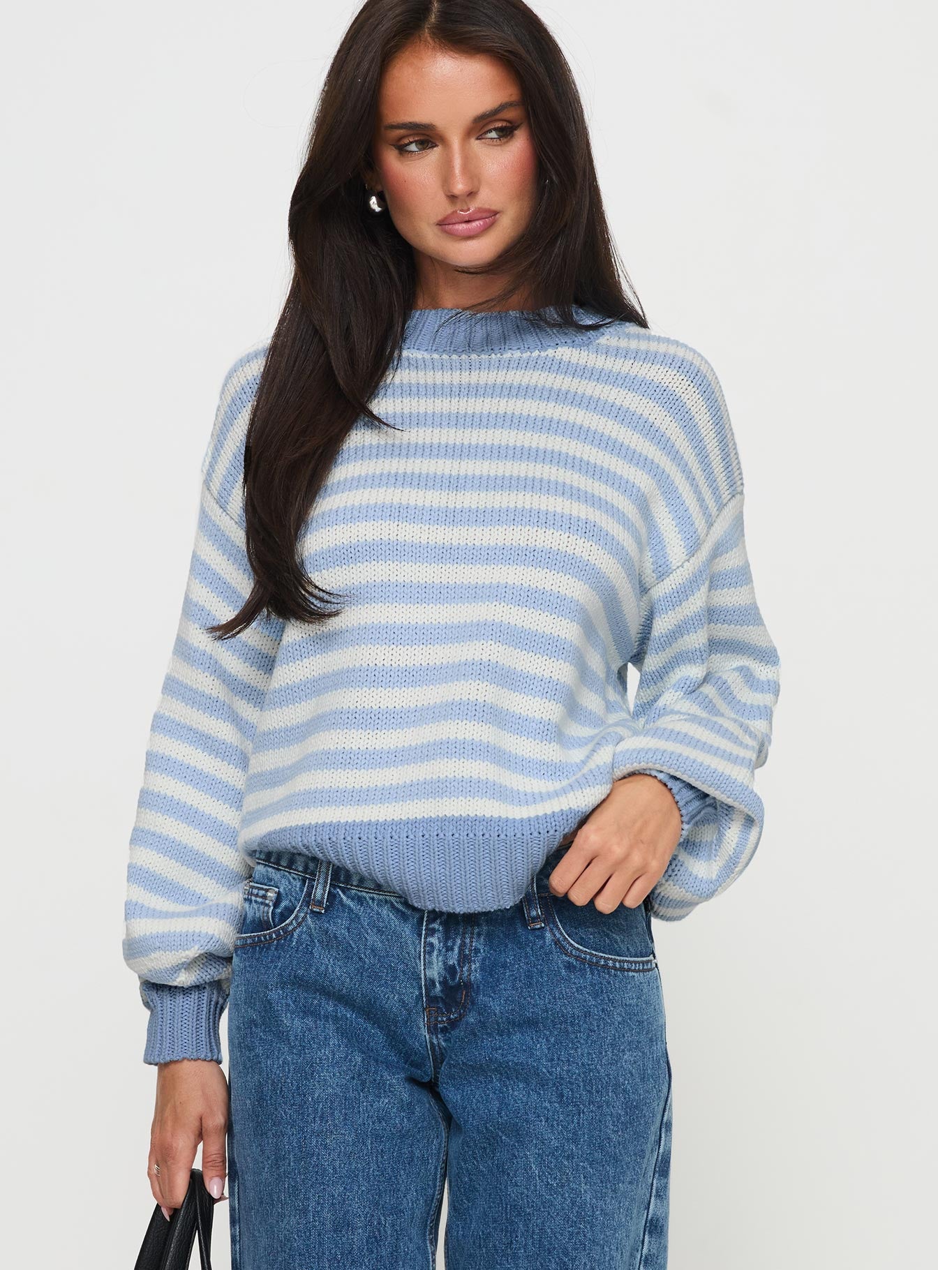 Harmony Knit Sweater Blue / White Stripe Cheap Sale New