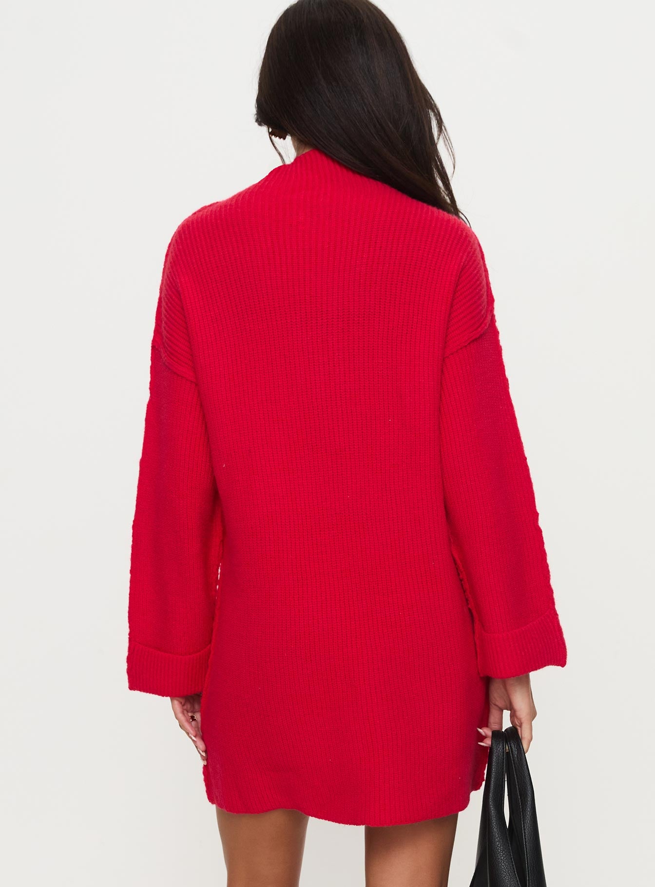 Weslie Long Sleeve Knit Mini Dress Red Shipping Outlet Store Online