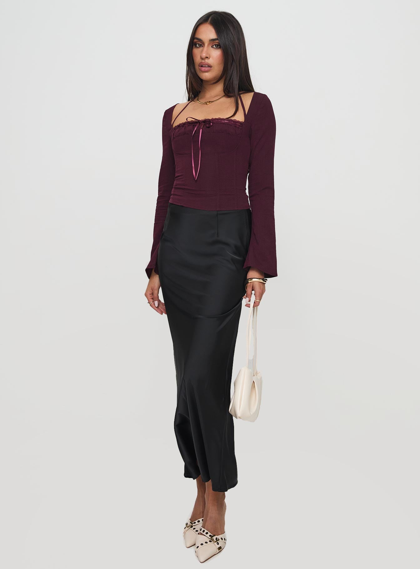 Trynia Long Sleeve Top Burgundy Sale Footlocker