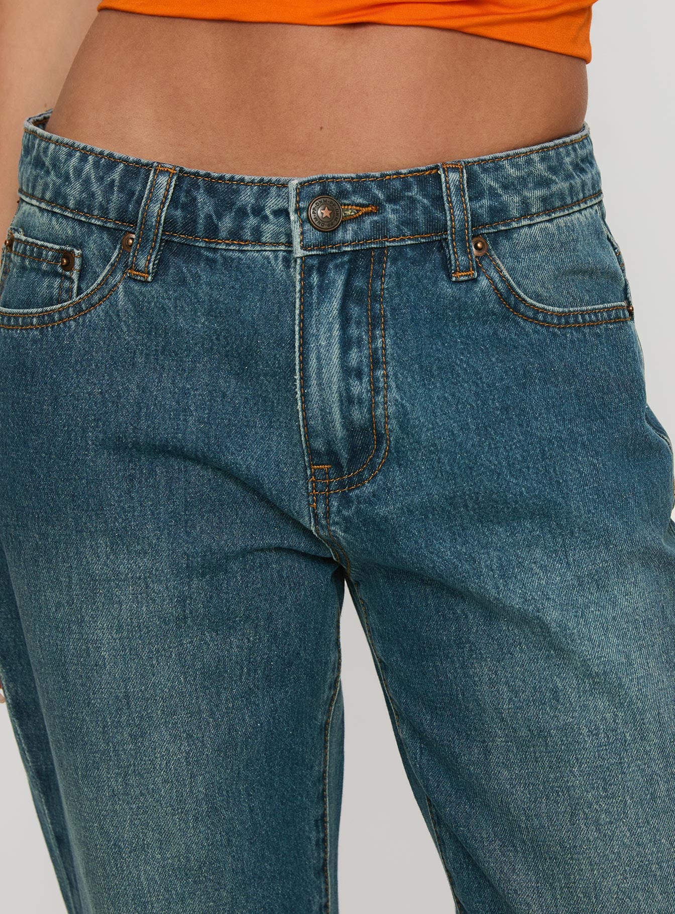 Toros Mid Rise Denim Jeans Mid Blue Sale With Mastercard