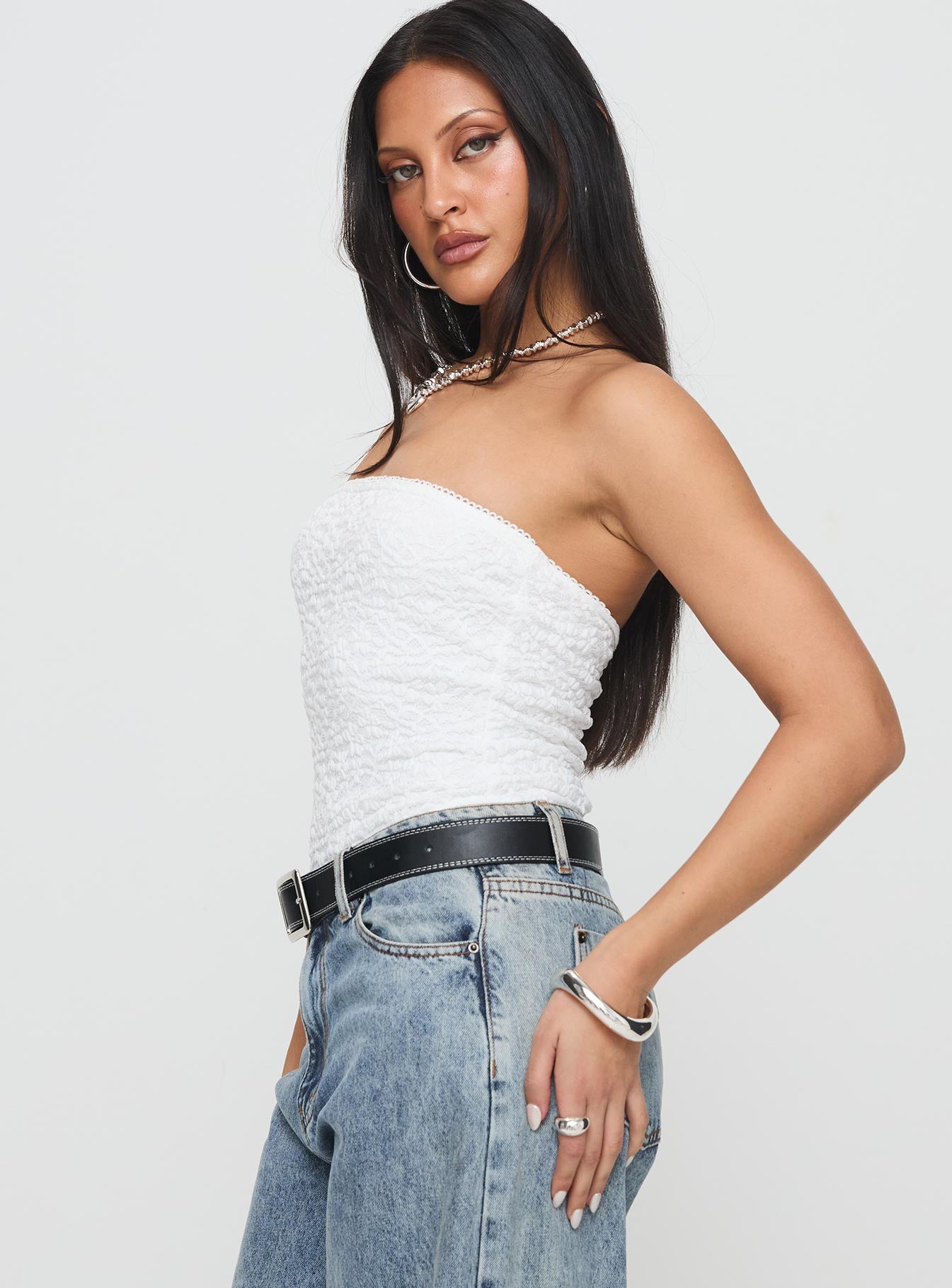 Bristle Strapless Bodysuit White Buy Online