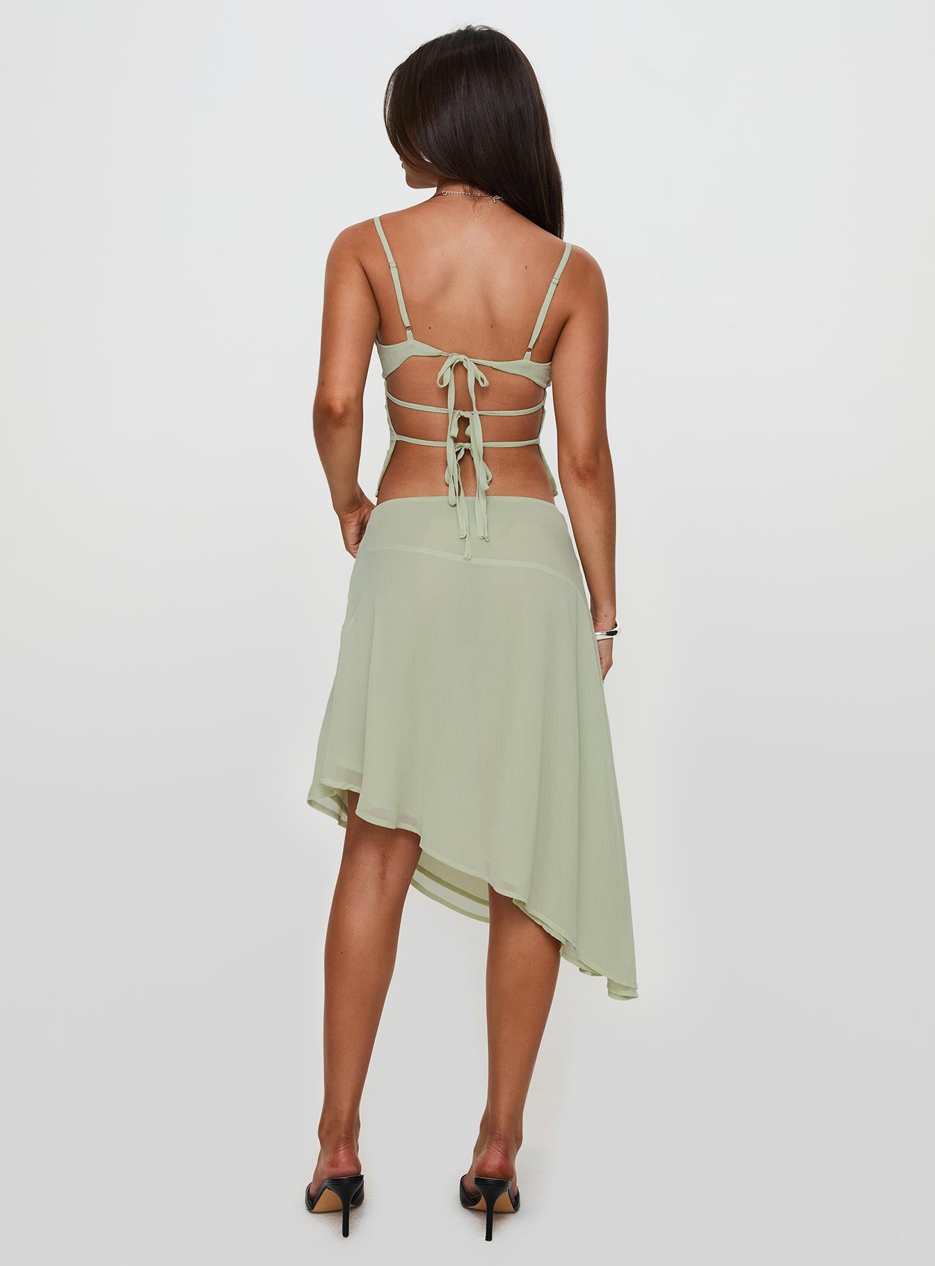 Pappilion Asymmetrical Midi Skirt Sage Really Cheap