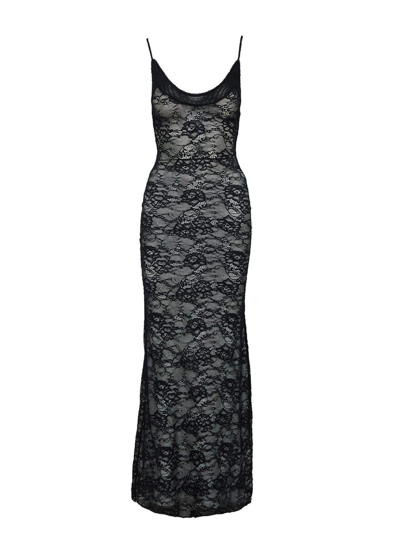 Dynamo Sheer Lace Maxi Dress Black Marketable Sale Online