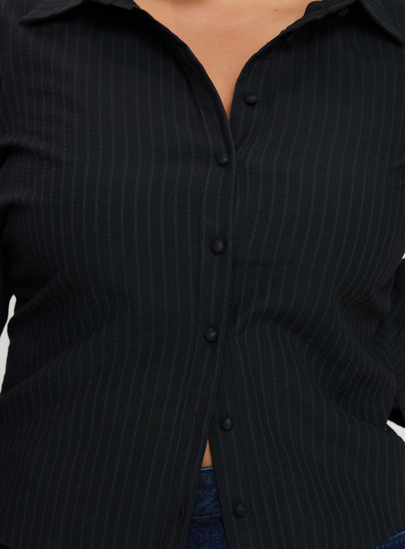 Anni Pinstripe Shirt Black Curve Big Sale Cheap Online