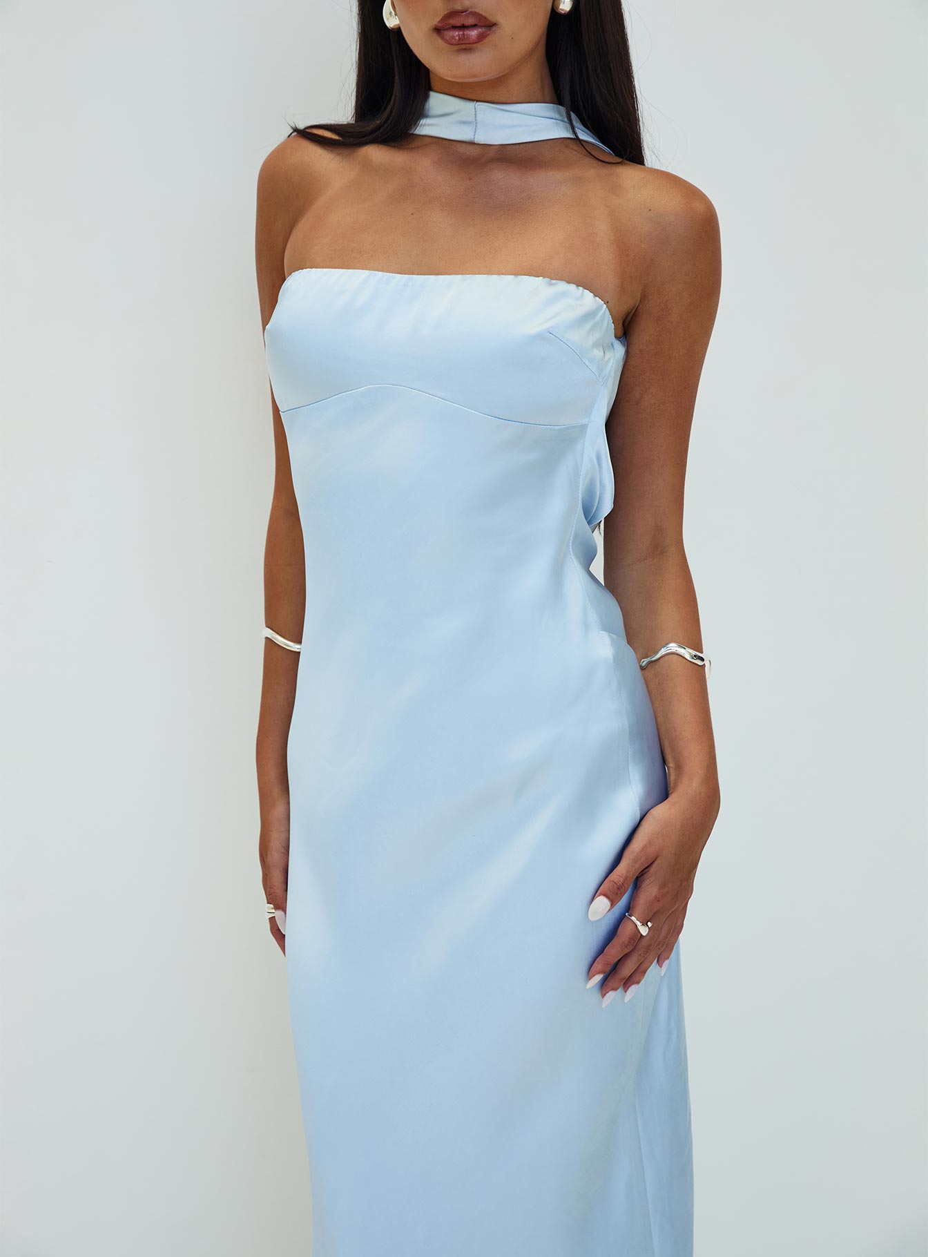 Legacies Strapless Maxi Dress Icy Blue Free Shipping Pices