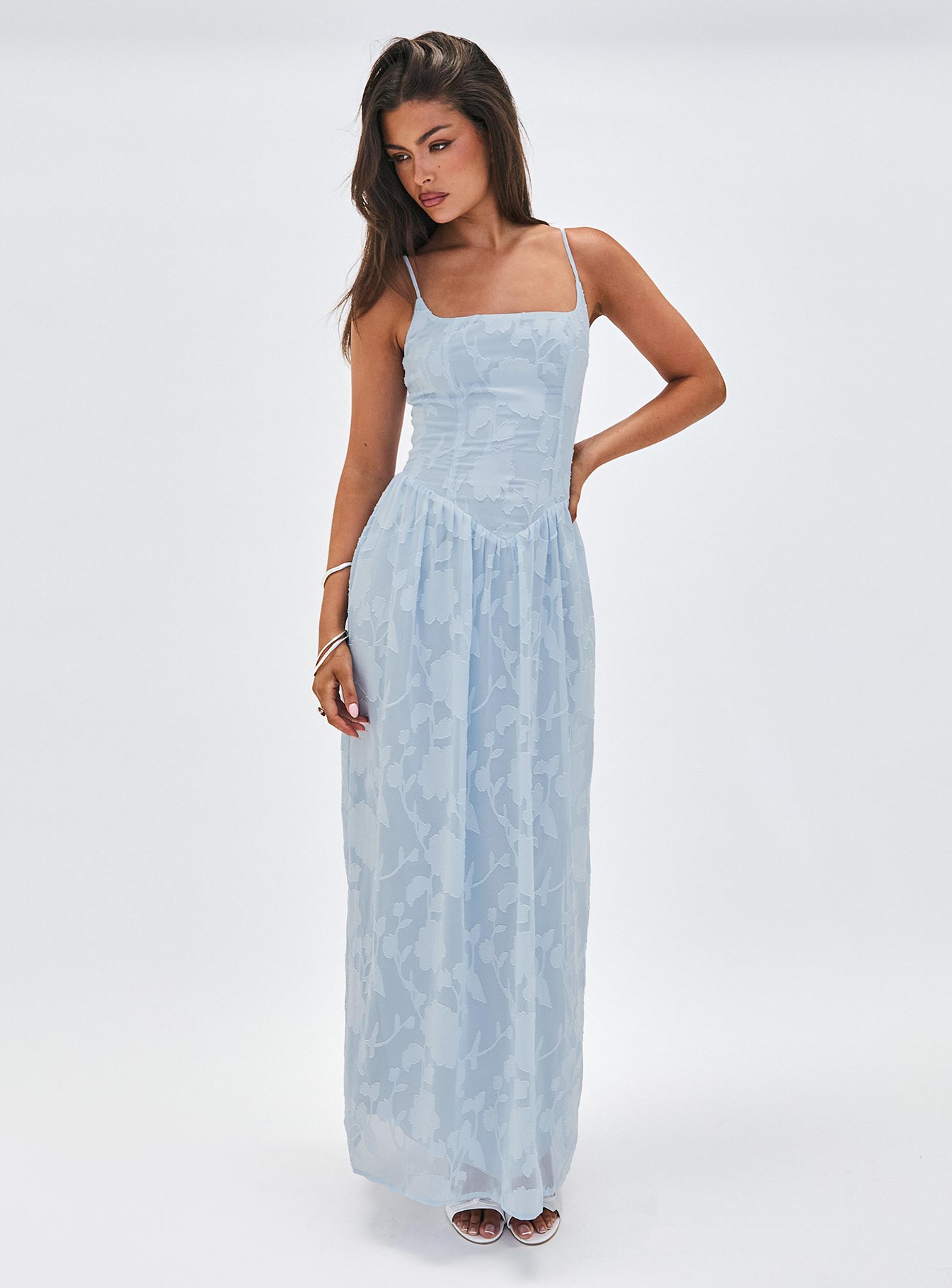 Angeleina Maxi Dress Blue Floral 2025 Unisex For Sale