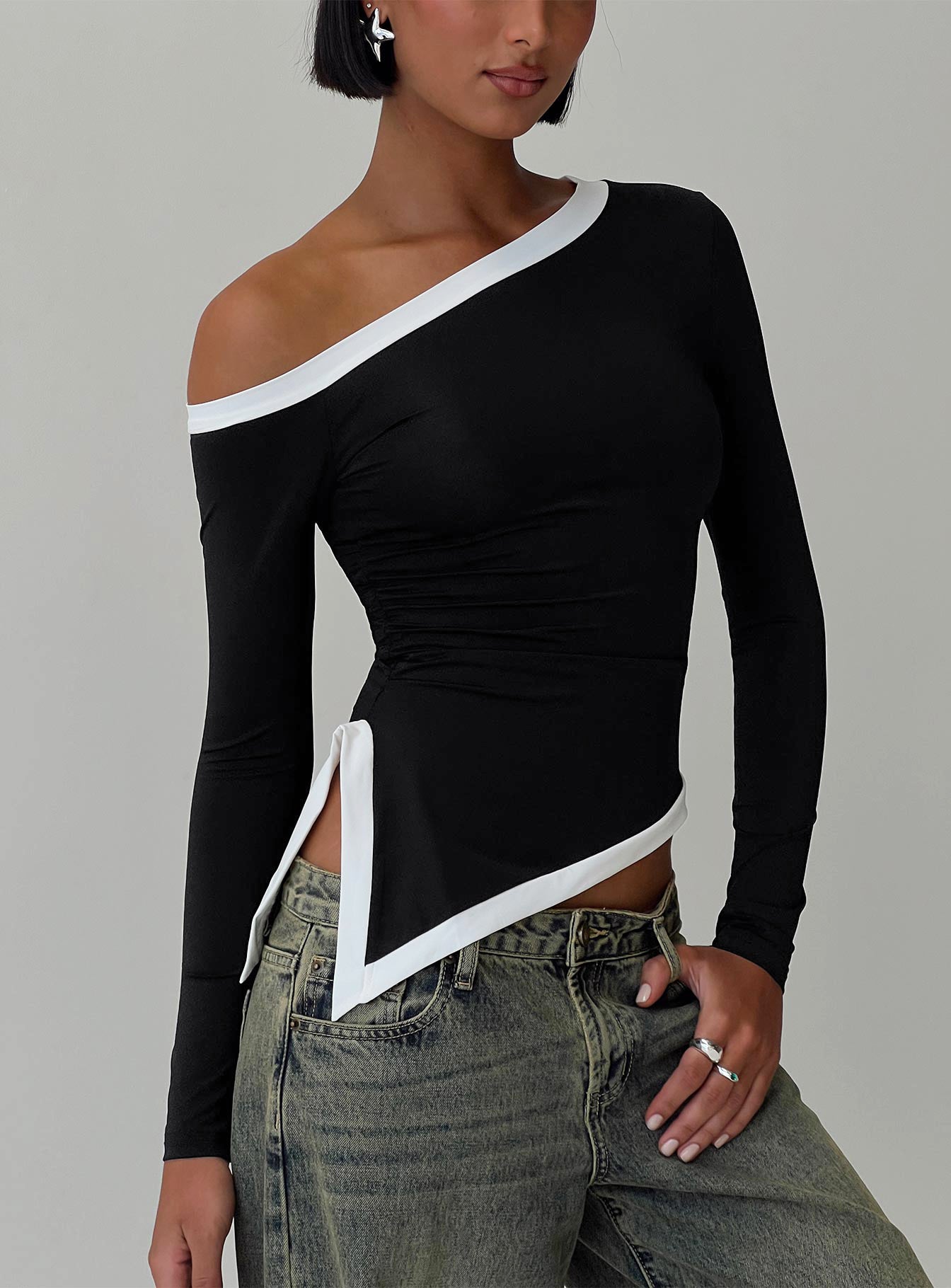 Fake Smile Long Sleeve Top Black Low Cost Sale Online