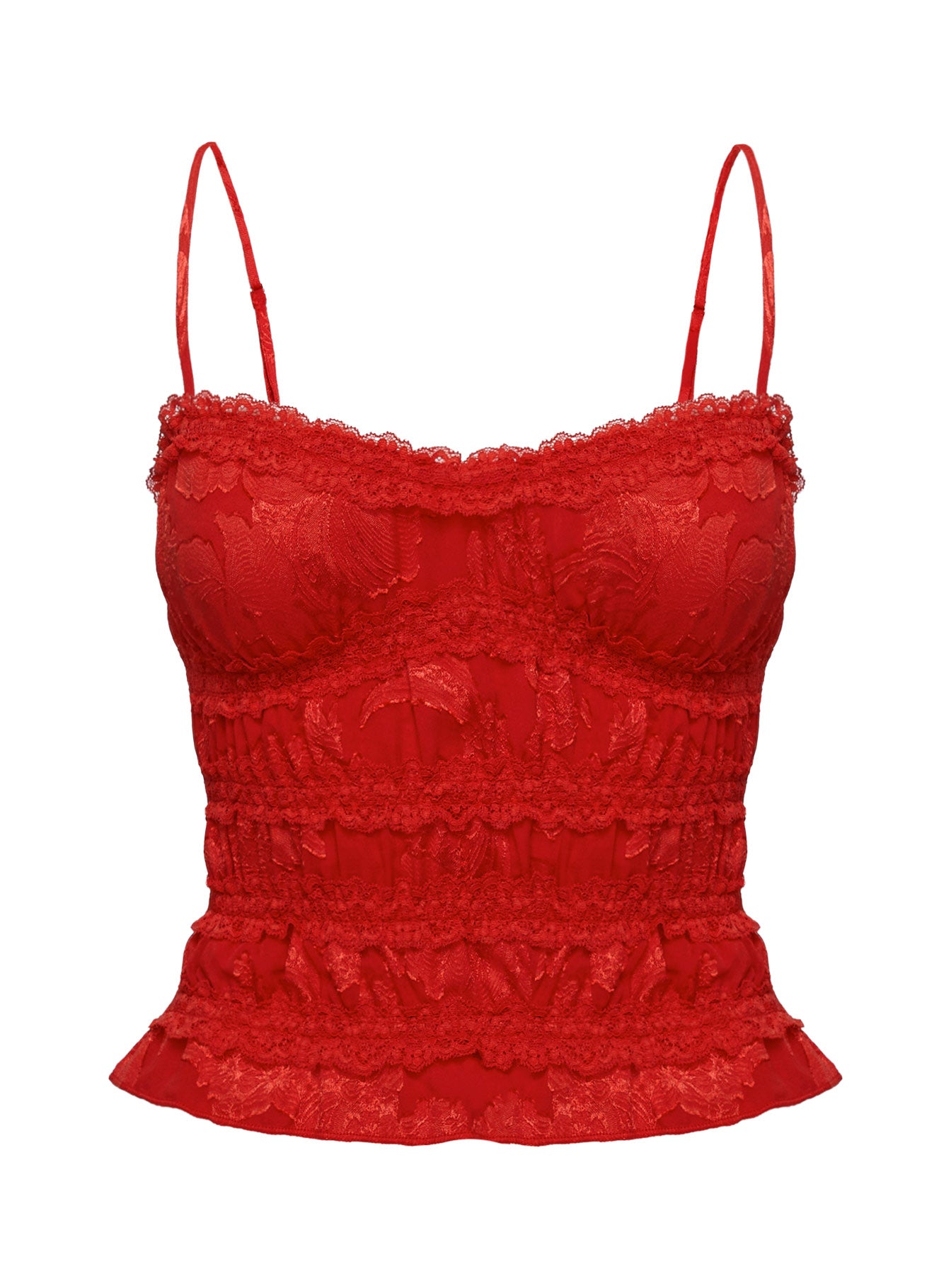 Angelie Jacquard Ruched Top Red Sale Cheapest