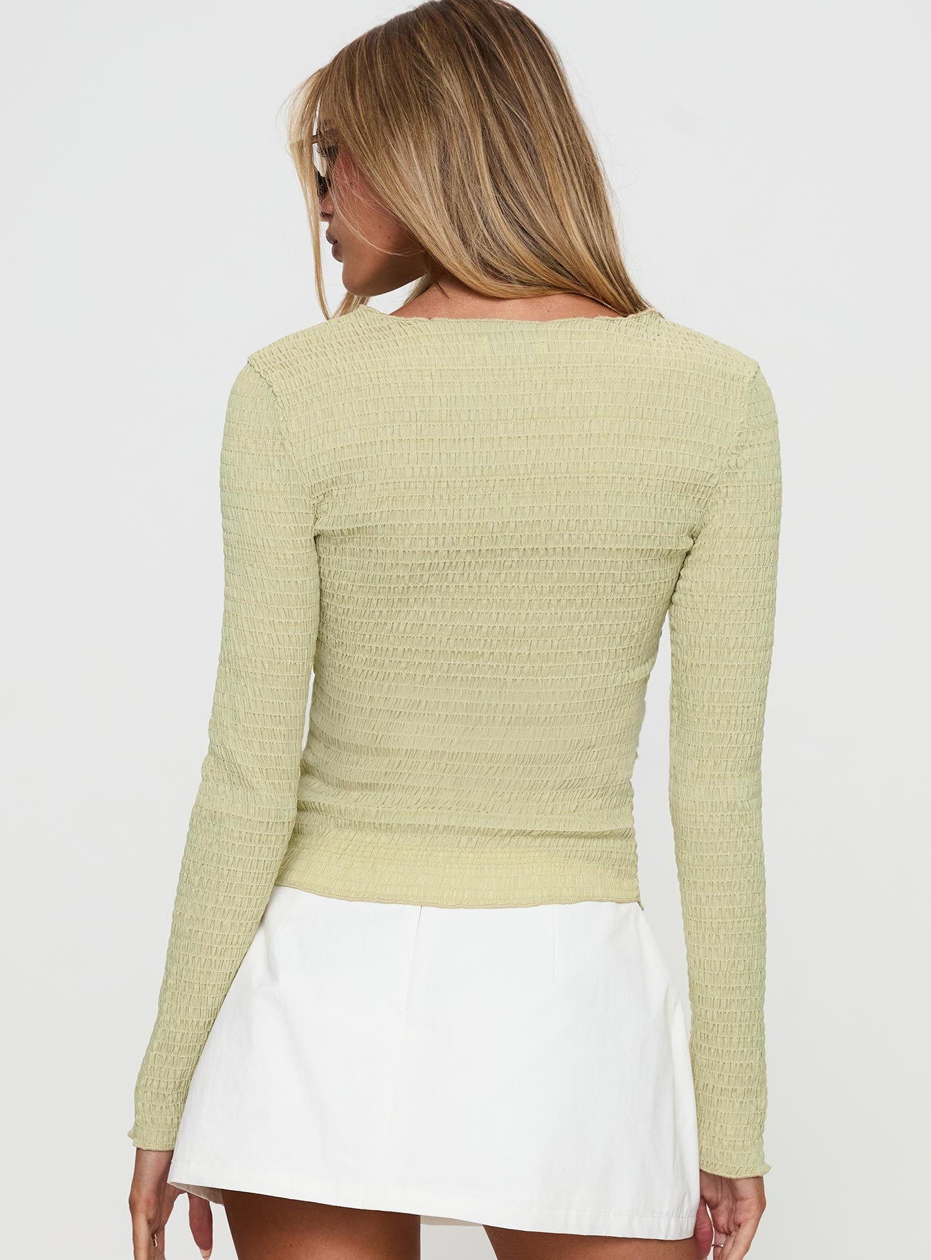 Murphey Ruched Long Sleeve Top Green Buy Cheap Wholesale Pice