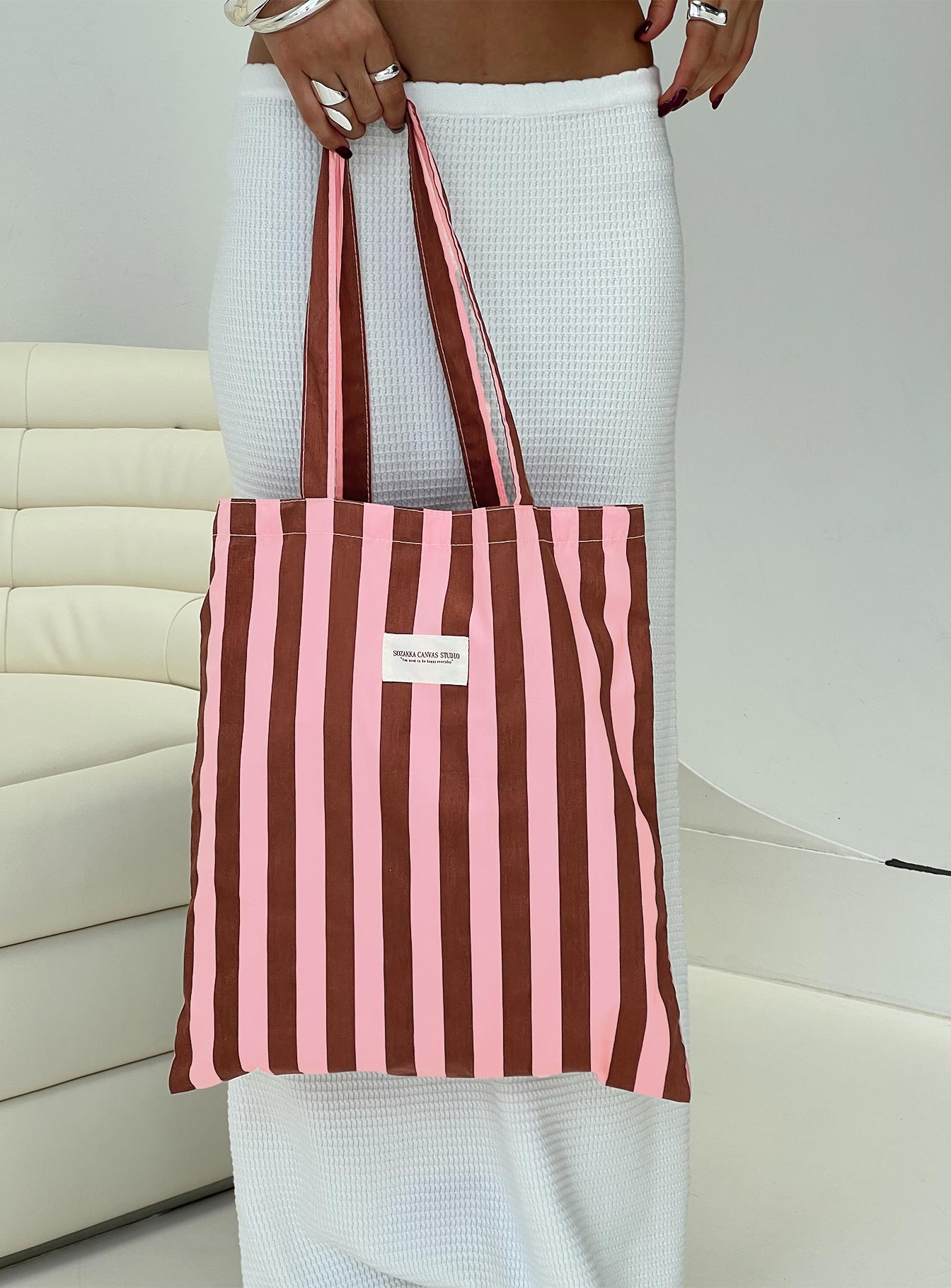 Lelande Striped Tote Bag Pink/brown Sale Low Shipping Fee