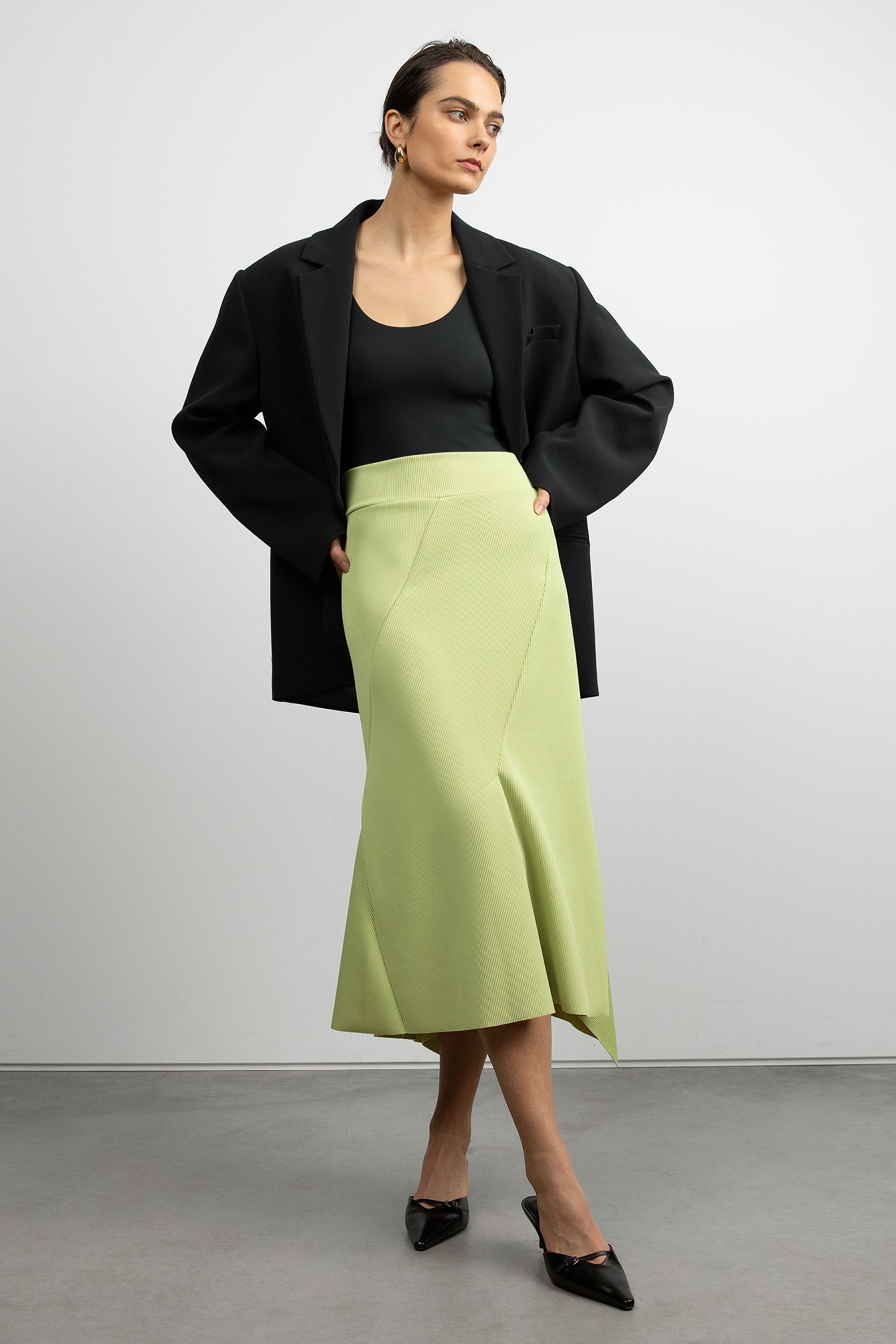 RIBBED MIDI SKIRT Free Shipping Cost