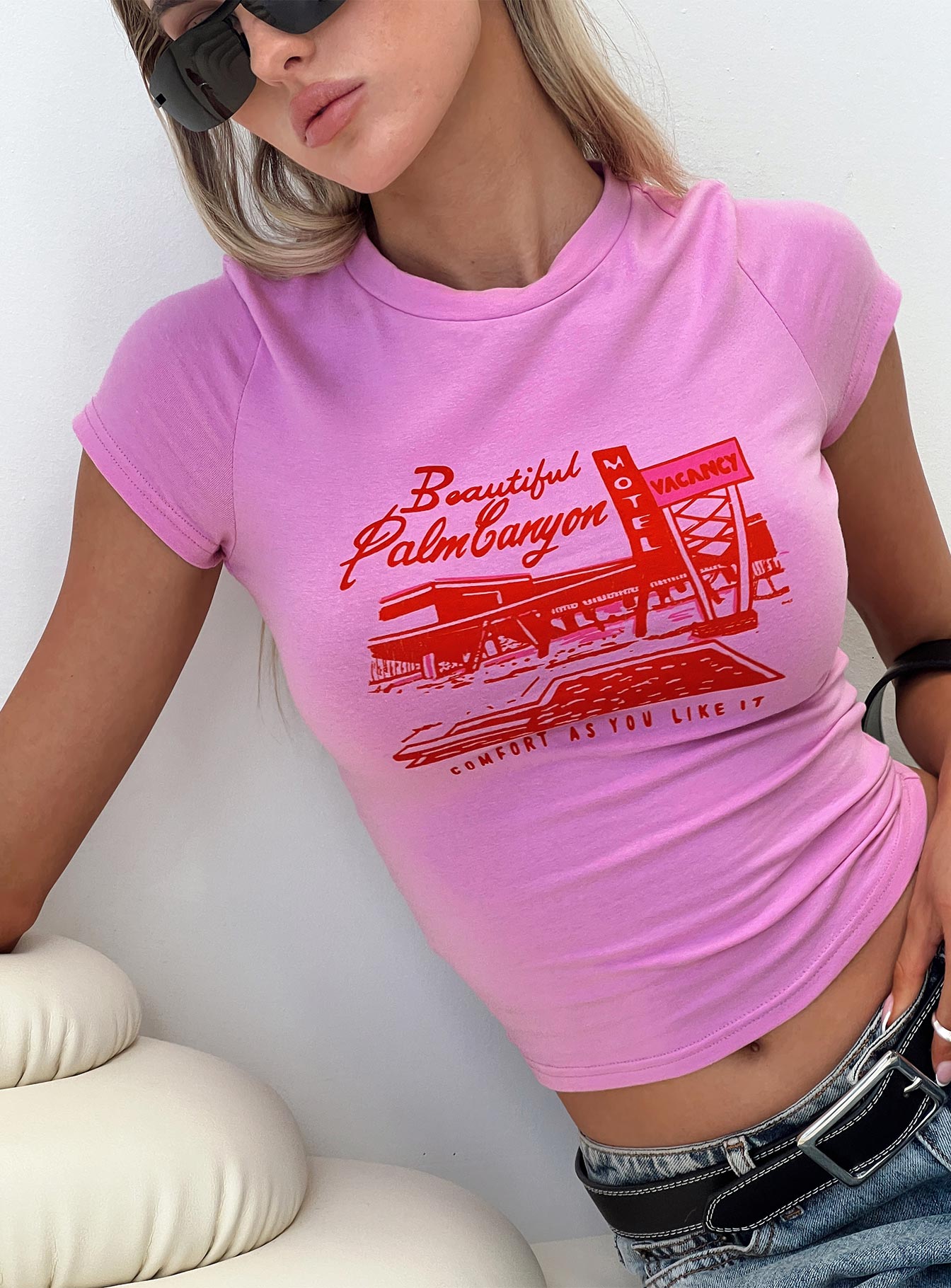 Palm Canyon Tee Pink Best Sale For Sale