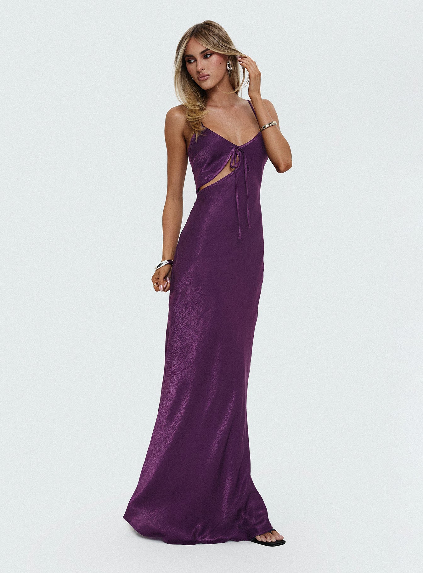 Linger Bias Cut Maxi Dress Purple Discount Cheapest