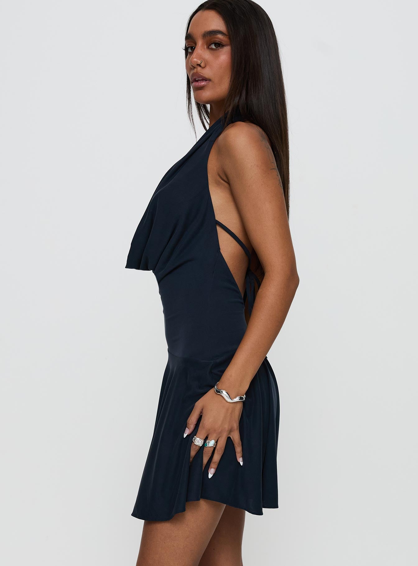 Body Heat Cowl Mini Dress Navy Outlet Store Online