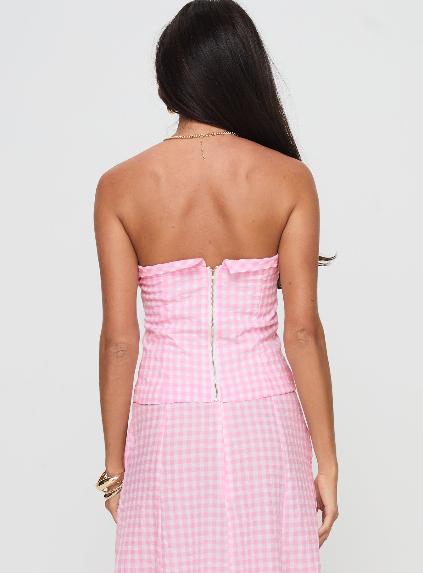 Carmino Strapless Top Pink Check Cheap Sale Manchester Great Sale