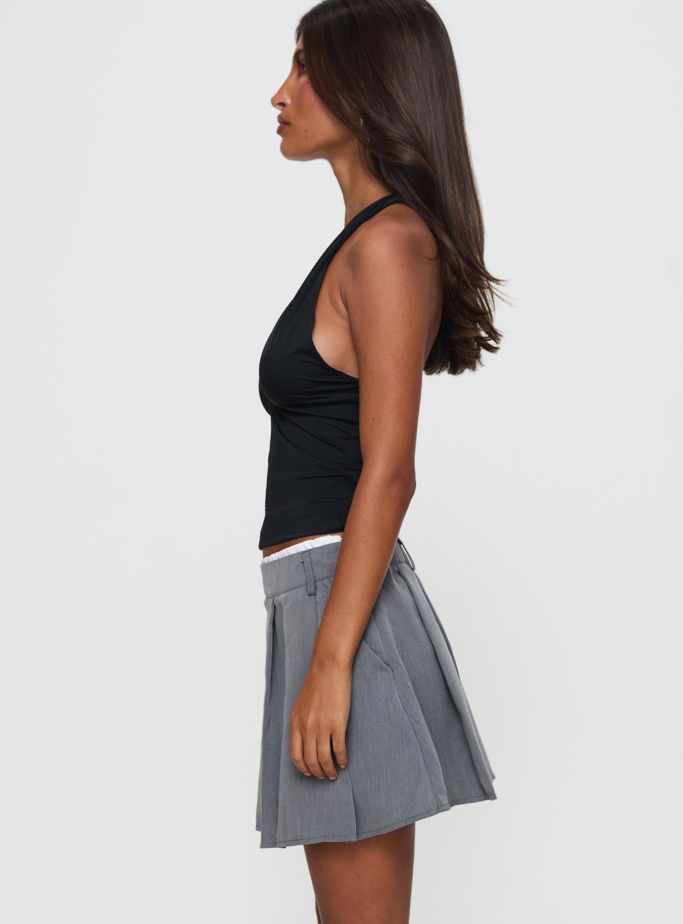Simulations Pleated Mini Skirt Grey Outlet New
