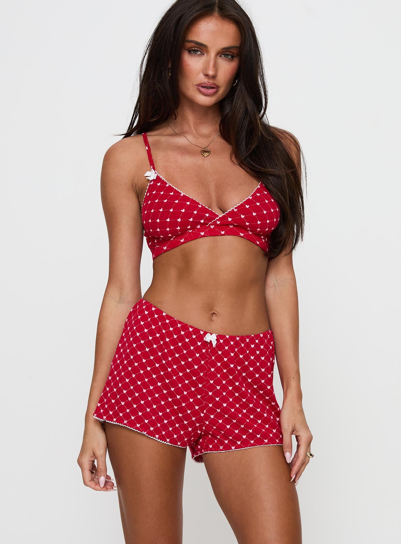 Slow Start Pointelle Sleep Short Red Sale Fast Delivery