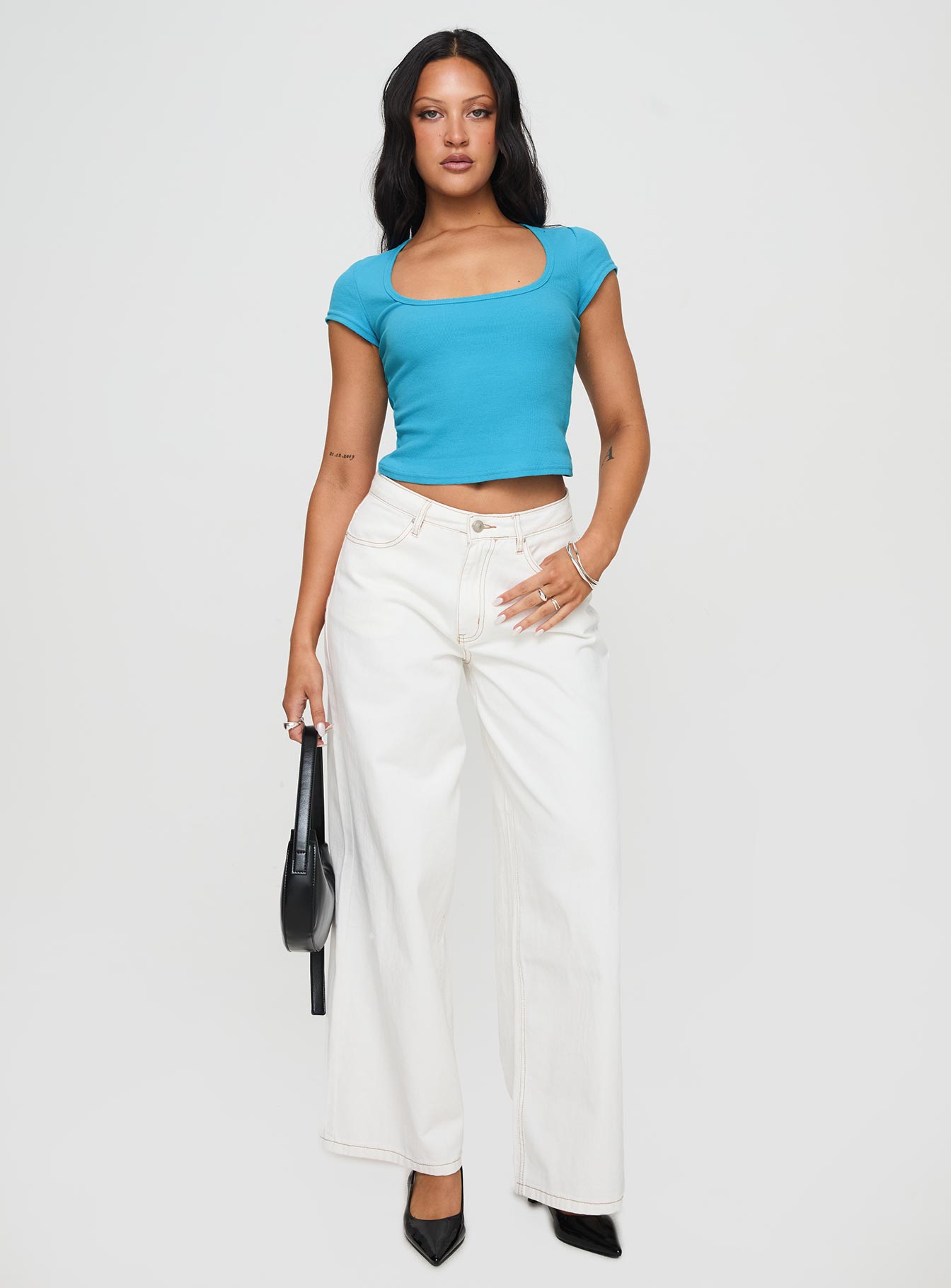 Baseline Square Neck Rib Top Blue Clearance Recommend