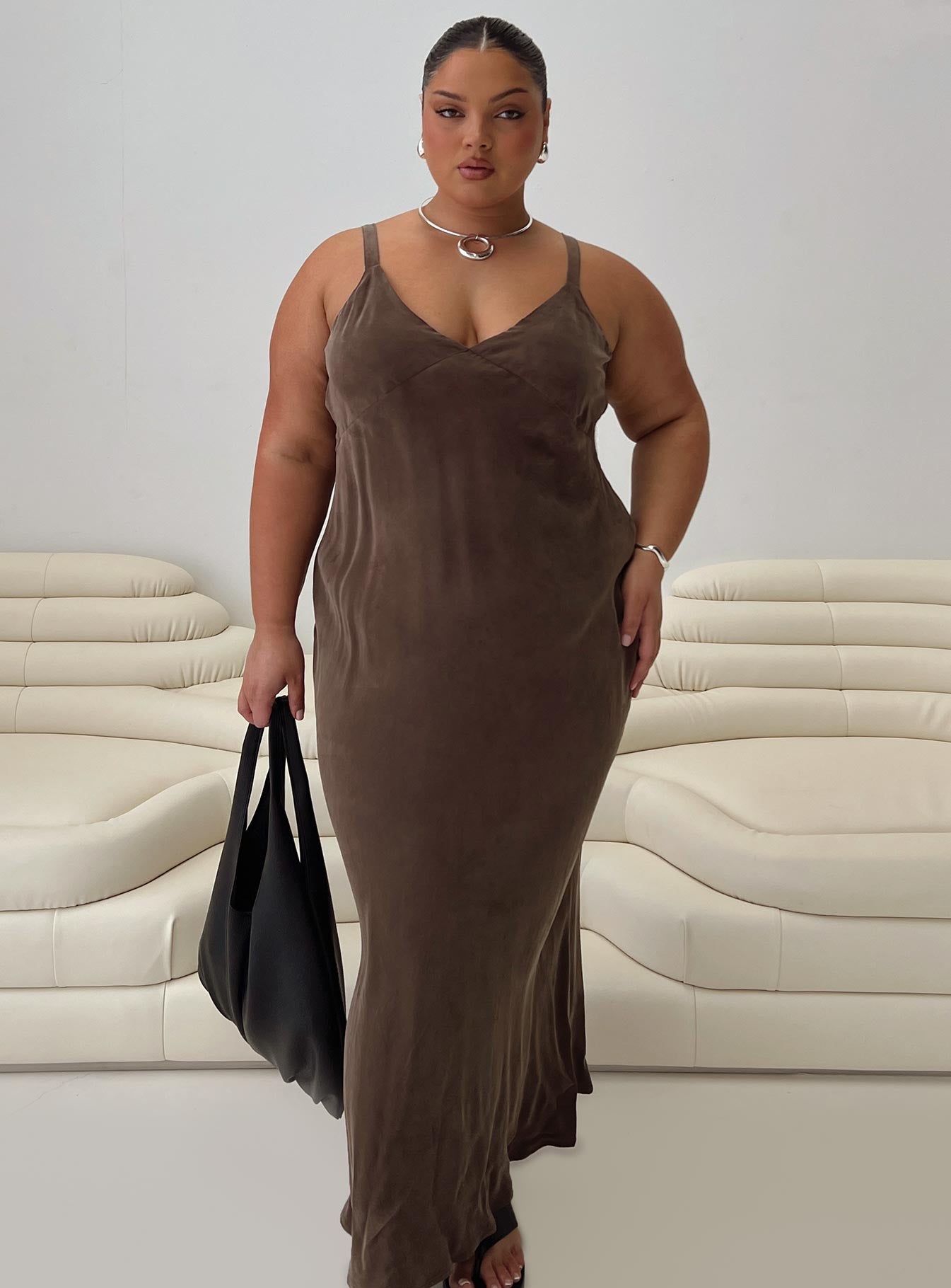 Laurette Maxi Dress Brown Curve Sale Cheapest