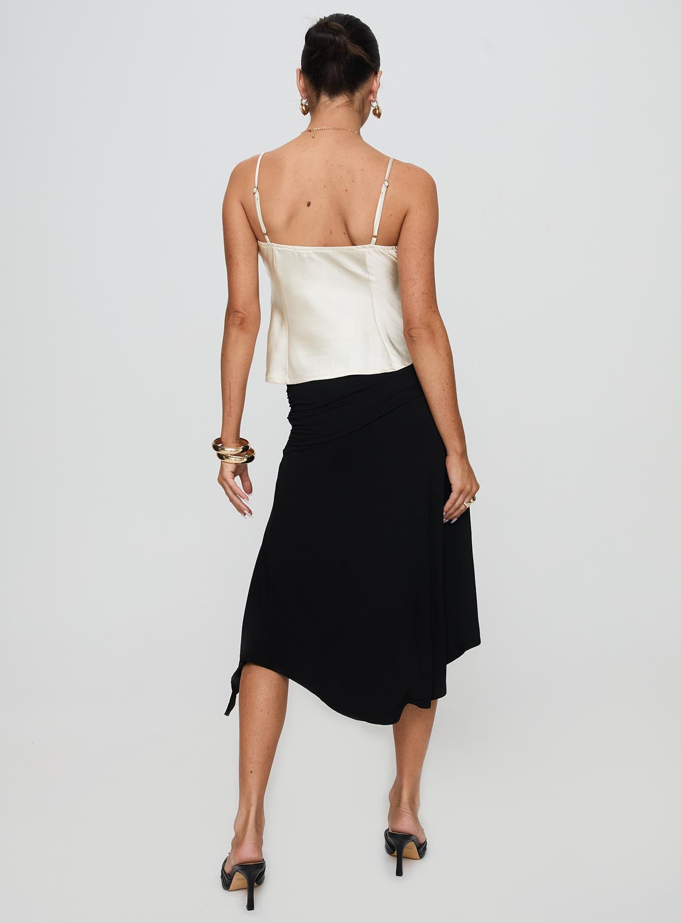 Venissa Ruched Midi Skirt Black Clearance Wide Range Of