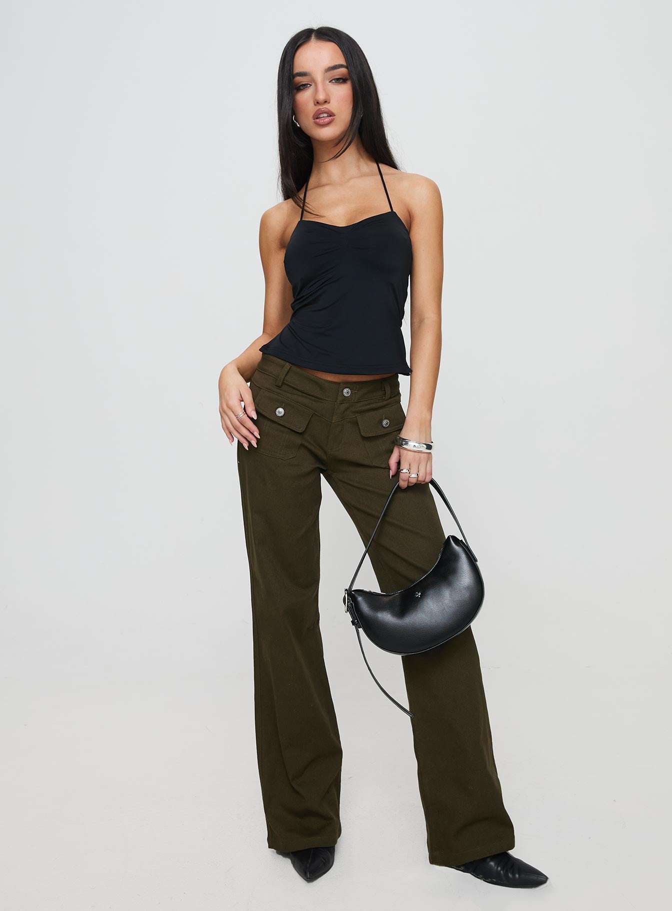 Benicale Low Rise Cargo Pants Olive For Nice