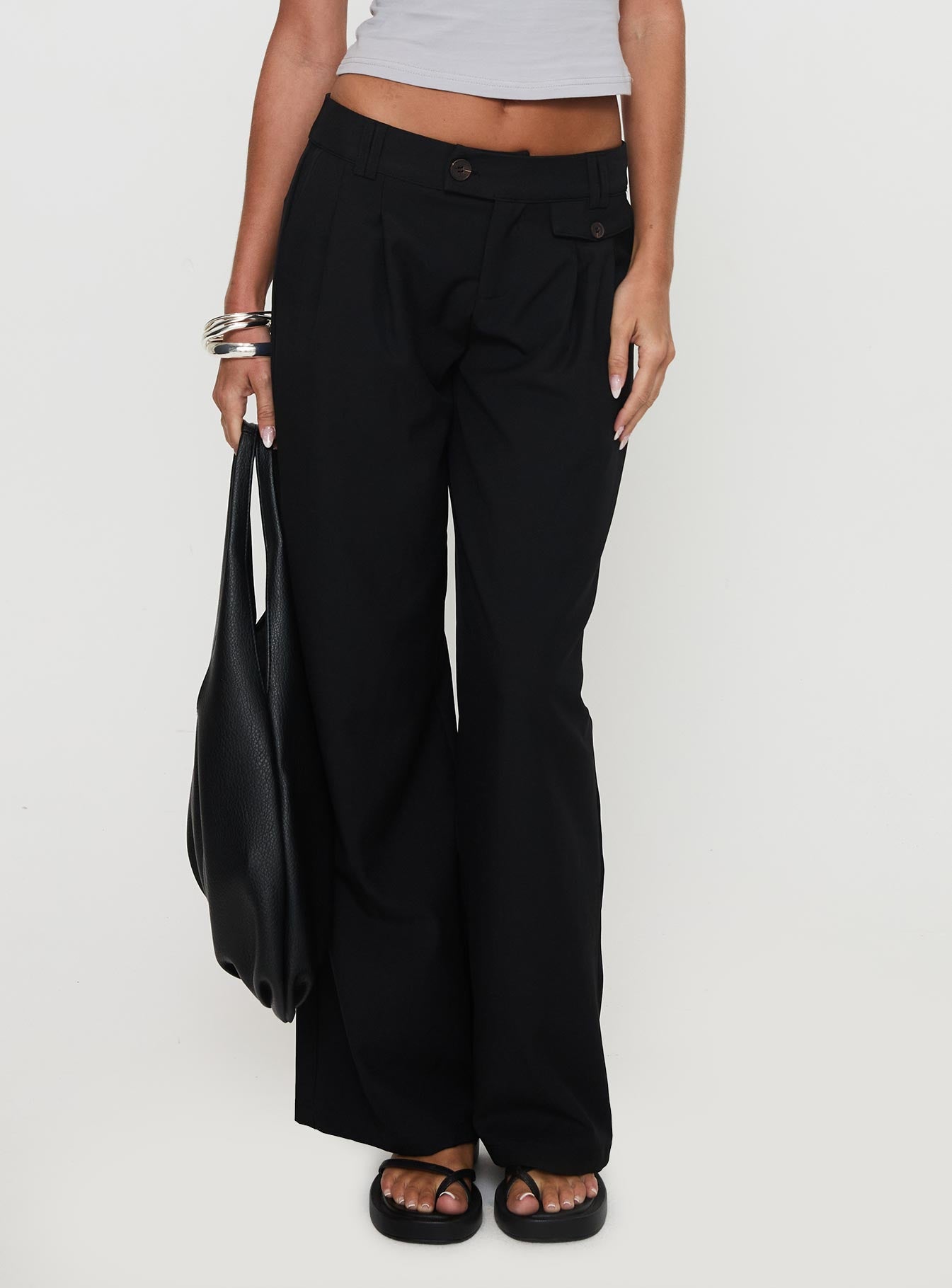 Sallon Low Rise Pants Black Grey Outlet Store Online