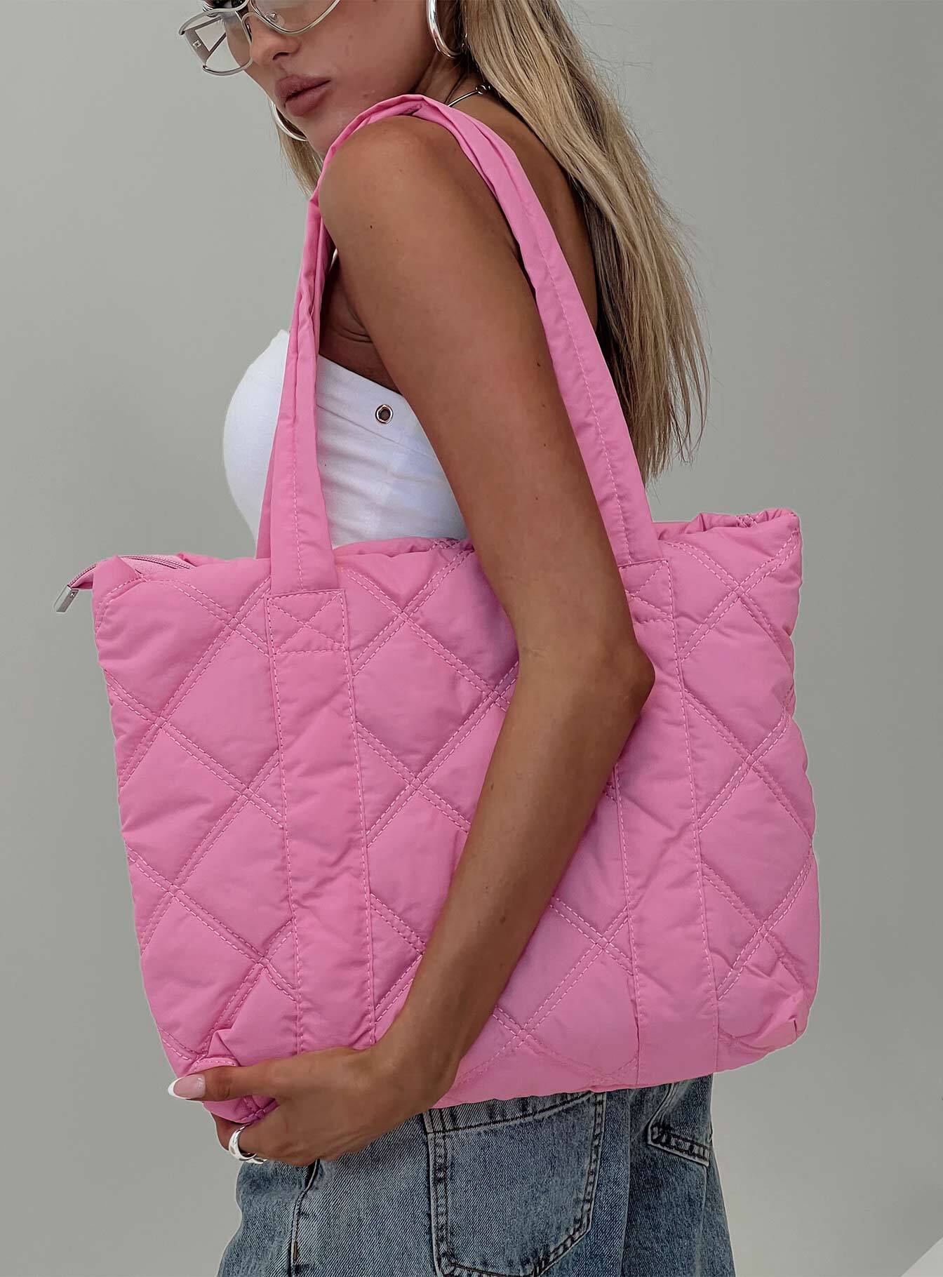 Jovie Nylon Quilted Tote Pink Best Seller Cheap Pice