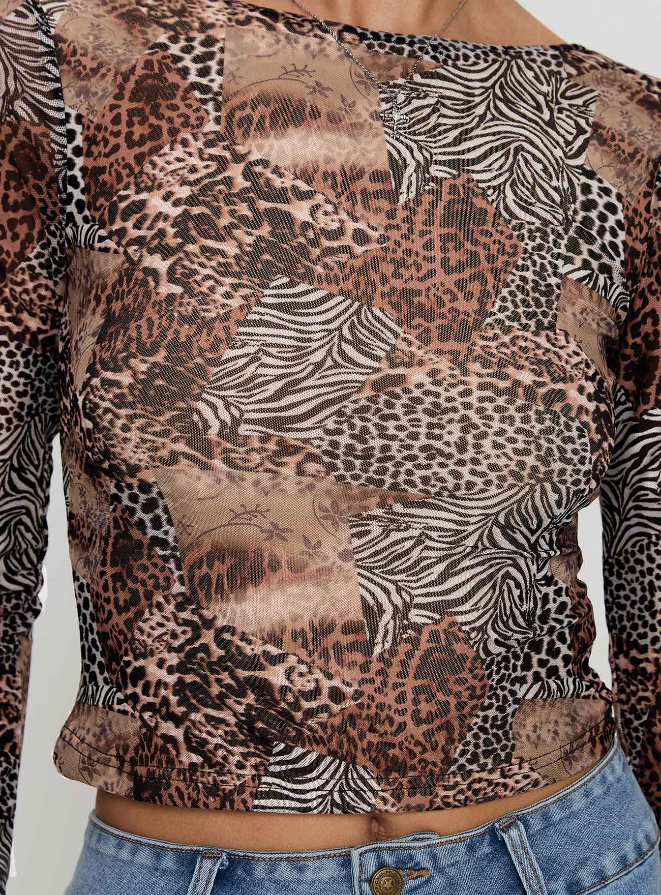 Tied In Long Sleeved Top Leopard Buy Cheap Pre Order