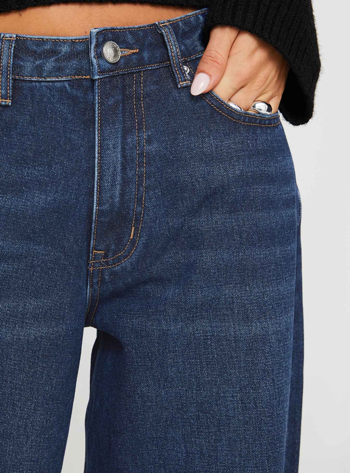 Naylor Wide Leg Jeans Mid Blue Denim Tall Cheap Sale Discounts