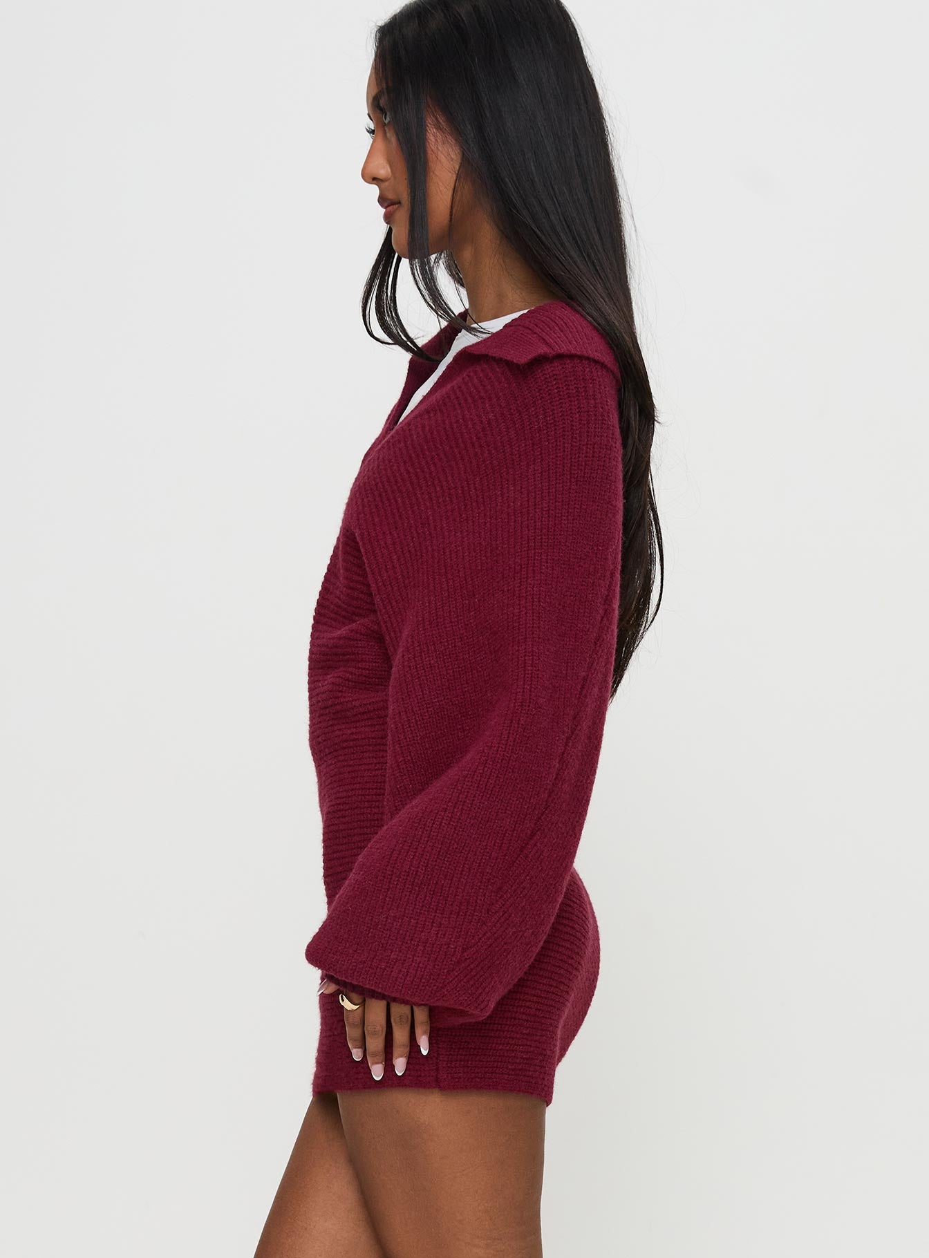 Thorelle Sweater Mini Dress Burgundy Low Pice Sale Online