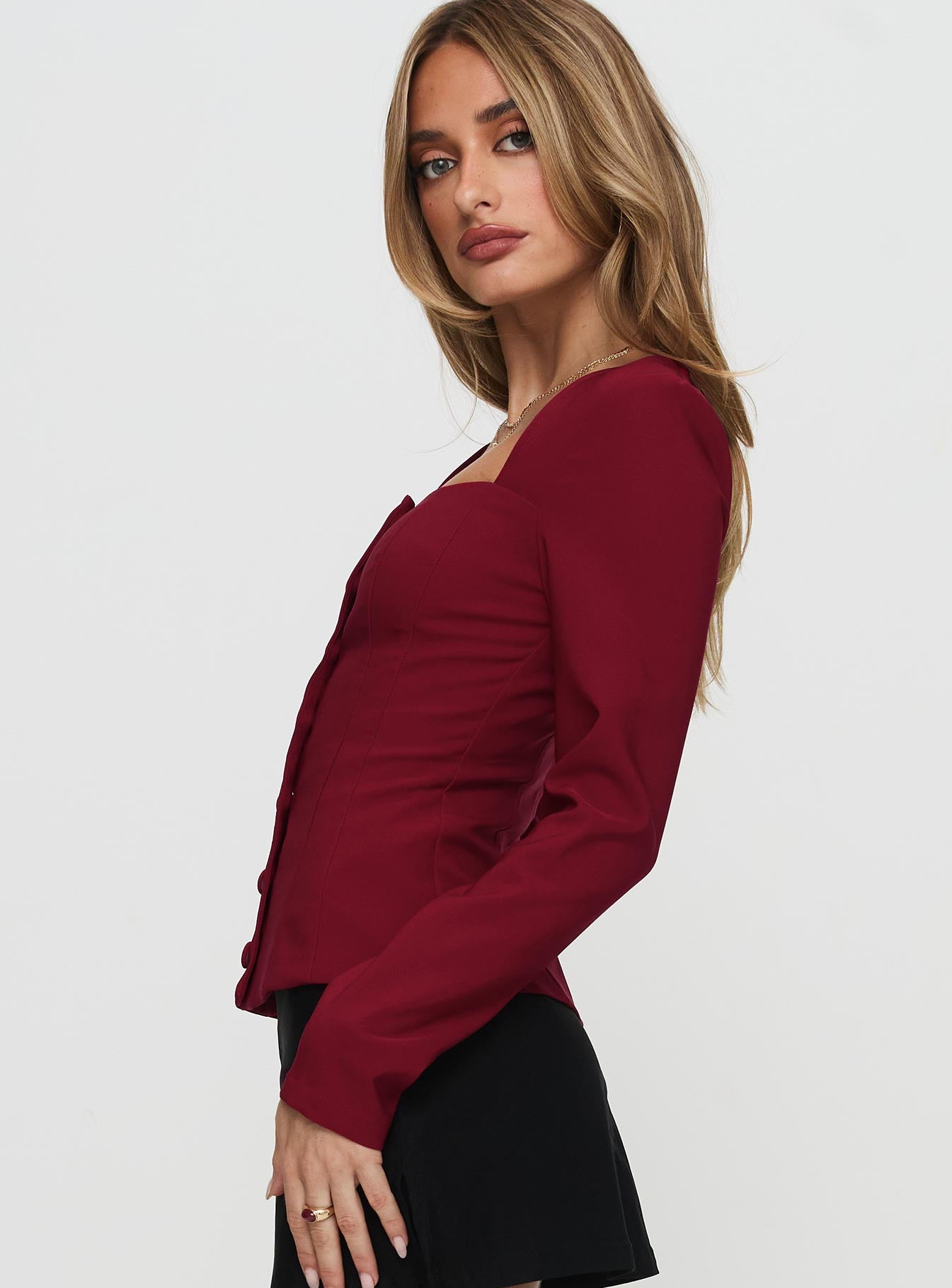 Gaskin Long Sleeve Top Burgundy Sale Best